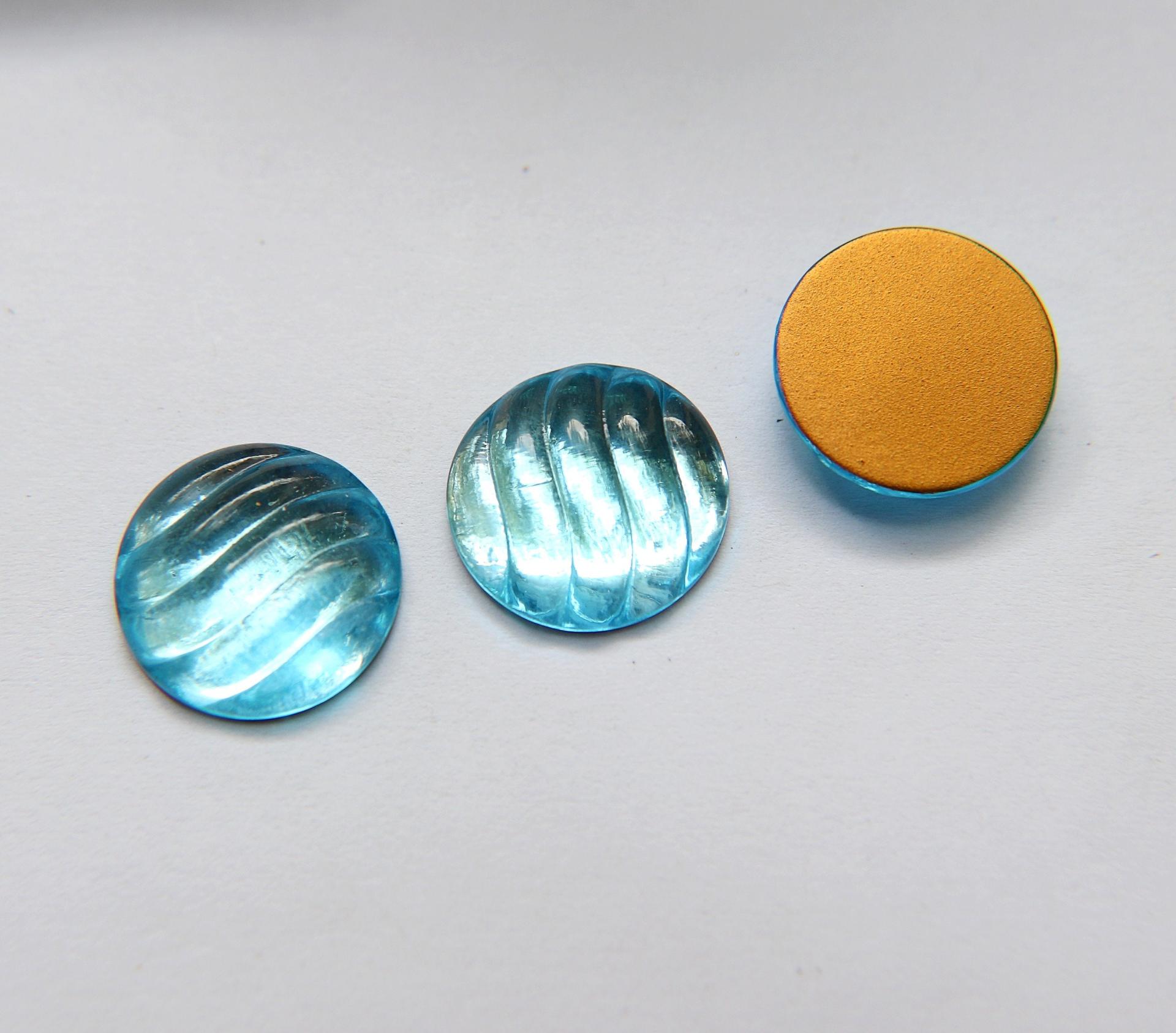 Swarovski 18 mm Vintage Aquamarine Foiled Flat Back Round Cabochon 2/6 Pieces