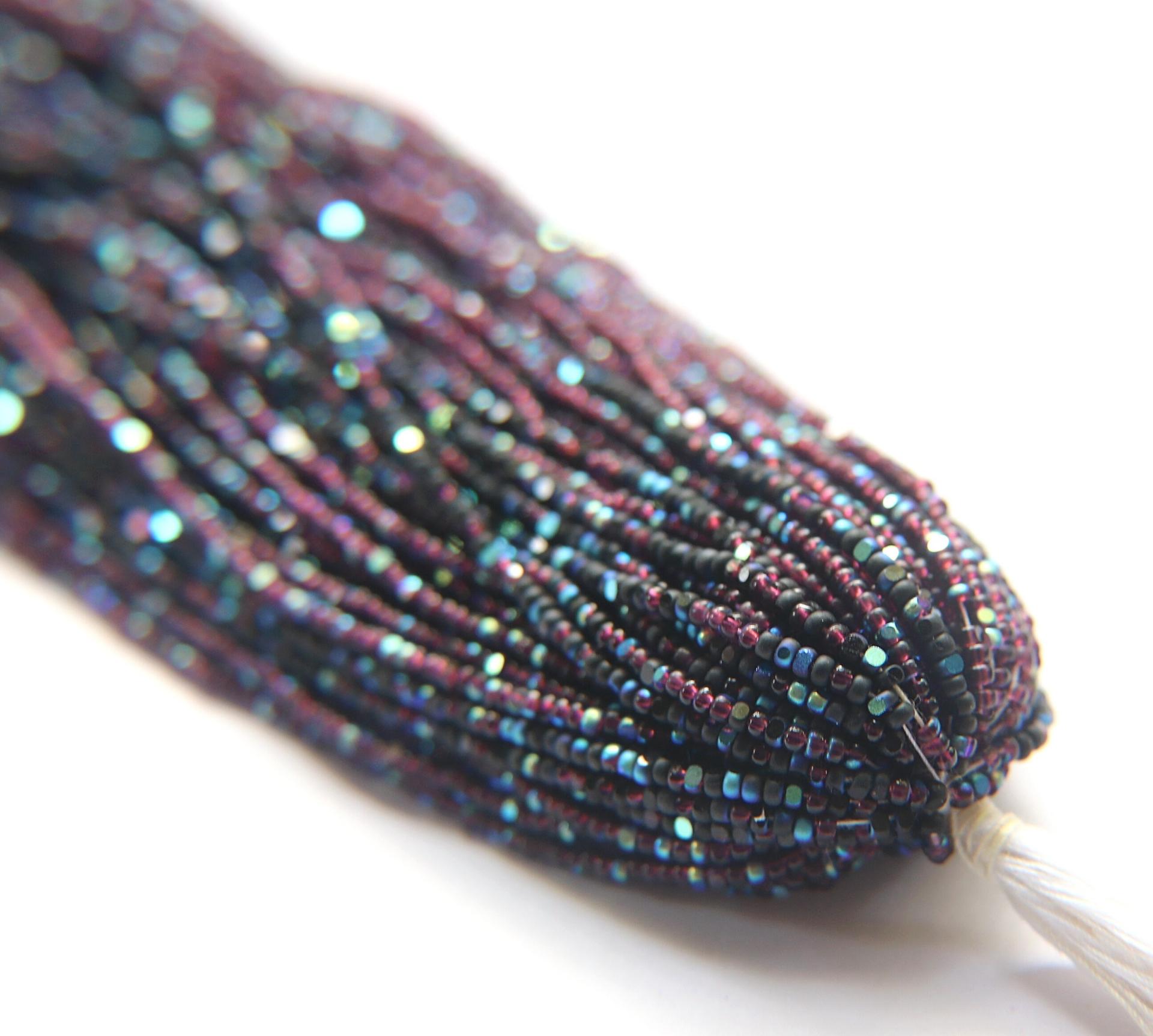 11/0 Hanks Charlotte Cut Beads Patina Purple Matt Jet Iridescent 1/5/25/50/100 Hanks PREMIUM SEED BEADS, Native Supplie