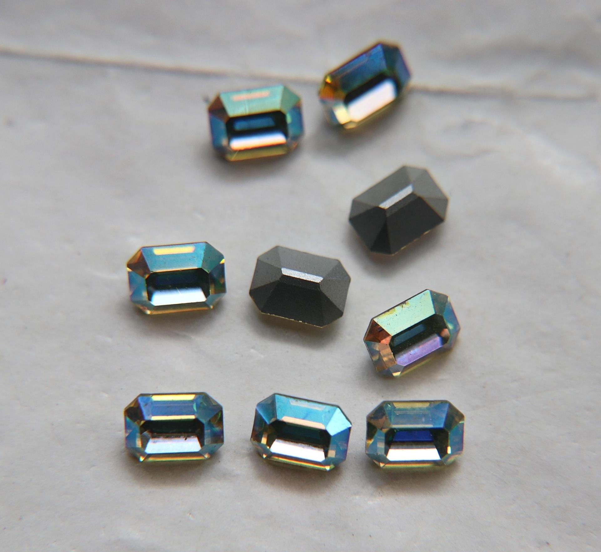 Vintage Swarovski 8x6 mm Crystal AB Octagon Shape crystal clay article 4600 Premier Crystal Rhinestones 6/12/36/72/144 Pieces gemstones