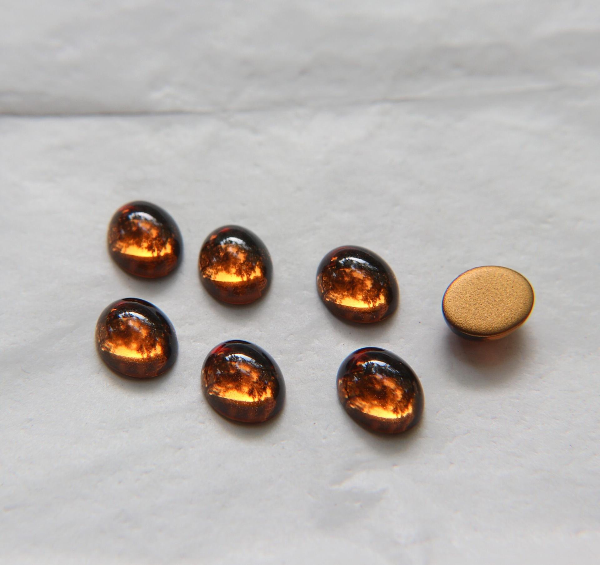 Swarovski 12x10 mm Vintage Smoked Topaz Flat Back Oval foiled Cabochon Cabs in Crystal foiled 12/36/72/144 Pieces