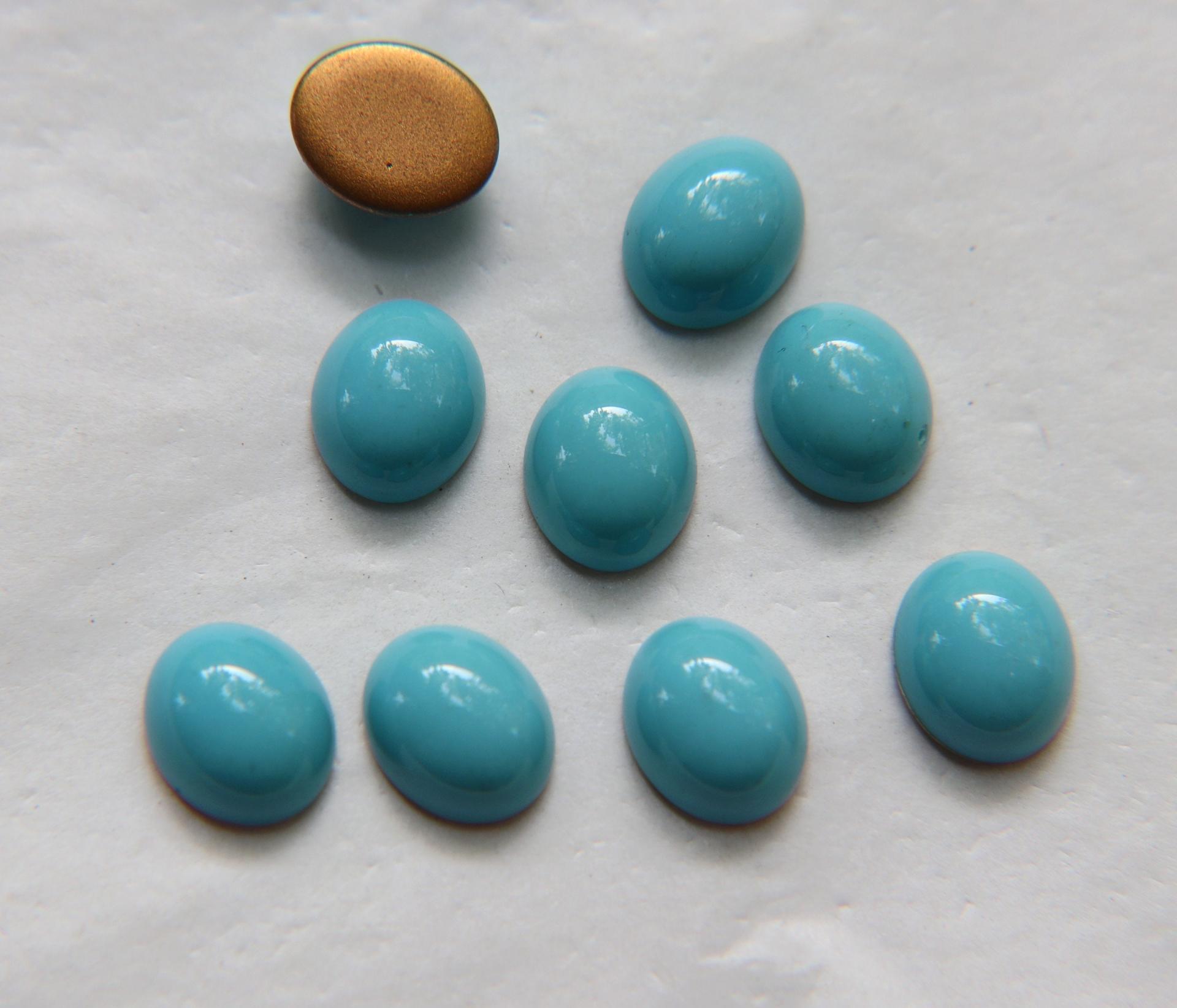 Swarovski 12x10 mm Vintage Opaque Turquoise Flat Back Oval foiled Cabochon Cabs in Crystal foiled 12/36/72/144 Pieces