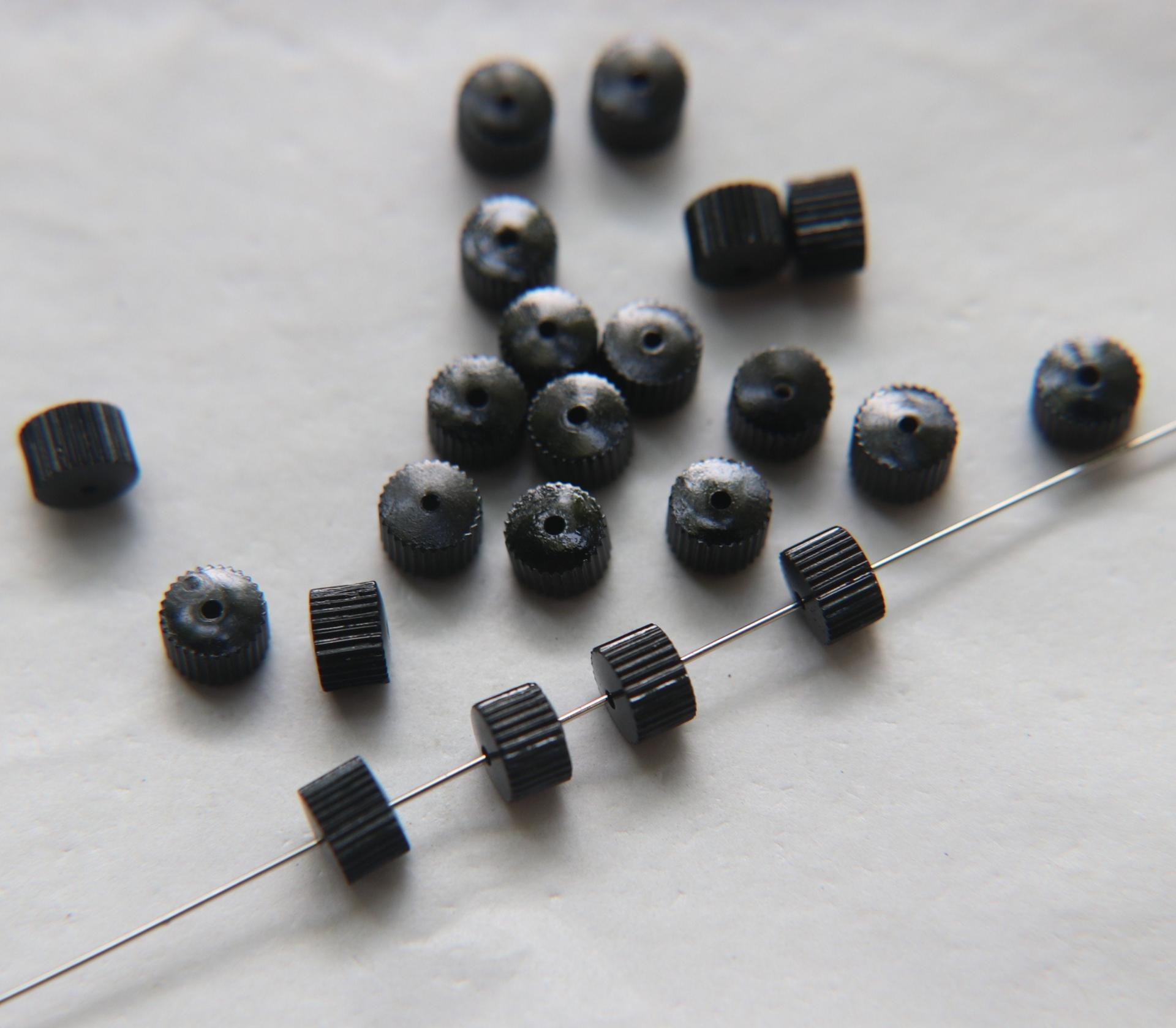 Vintage Jet Corrugate Rondelles of Swarovski Crystals 6x4mm 12/36/72/144 Pieces, vintage findings