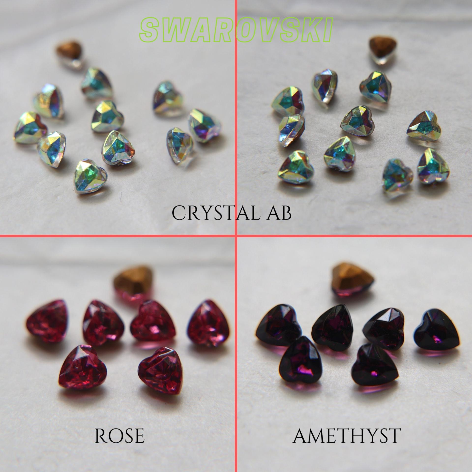 Swarovski Vintage Heart Rhinestones - 6.5x6mm in Crystal AB/Amethyst/Rose 12/24/48 Pieces fancy stones, jewelry making, craft supply
