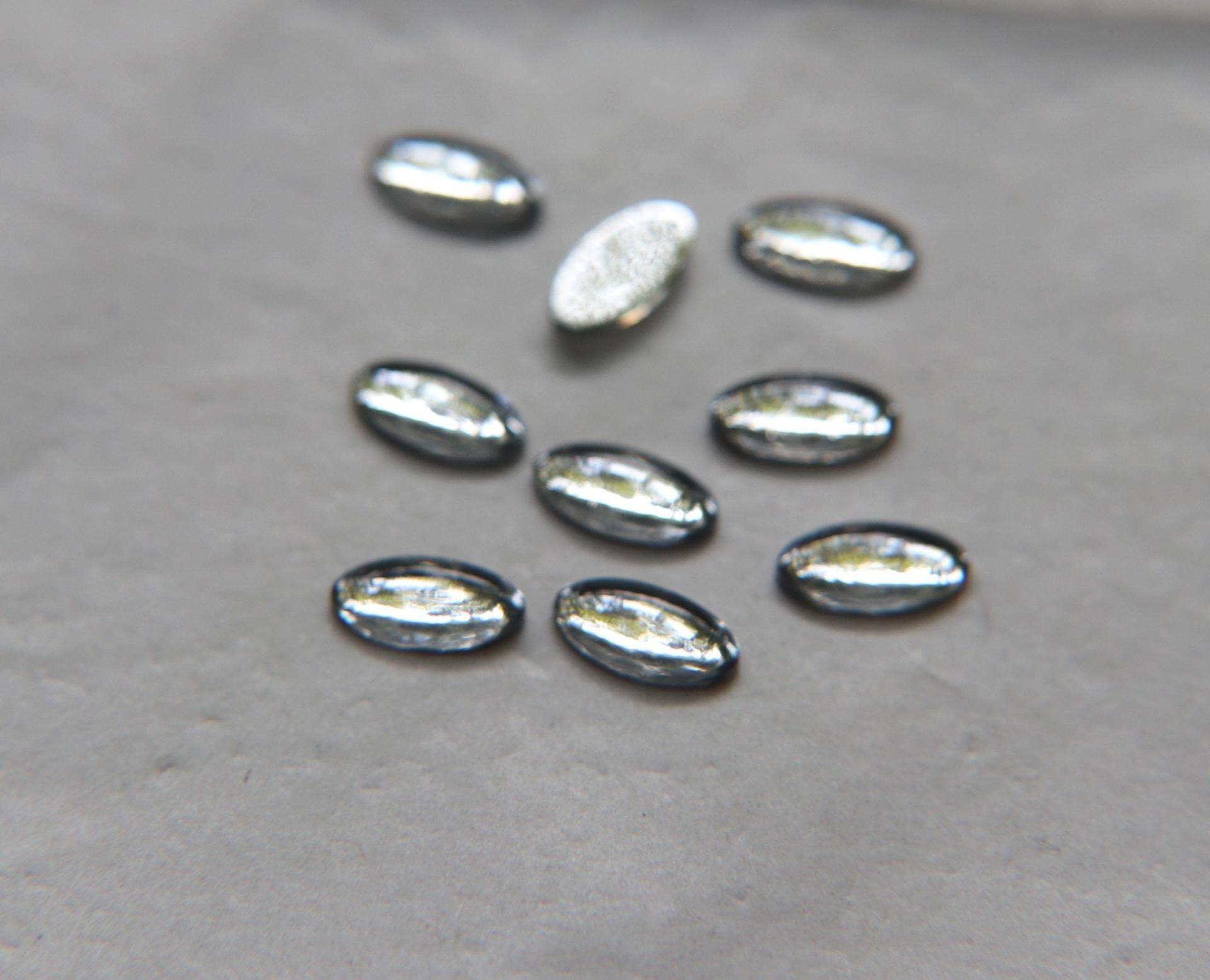 8X4mm vintage Cabochon flat back navette glass cabs, cabochons, West Germany