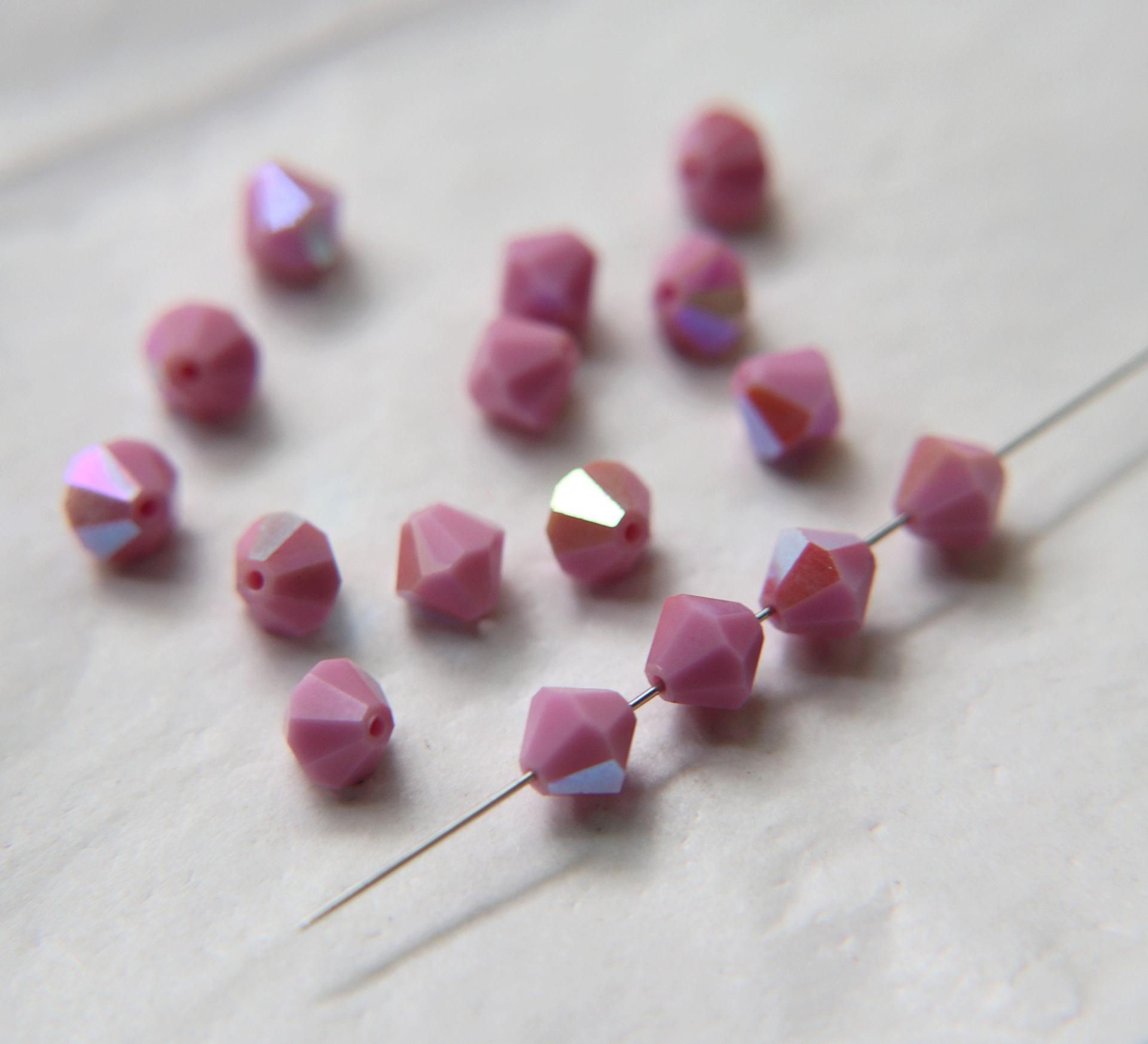 6mm Vintage Pink Opaque Aurore Boreale Swarovski Bicone 12/36/72/144/432/720 Pieces rainbow beads, jewelry making, couture