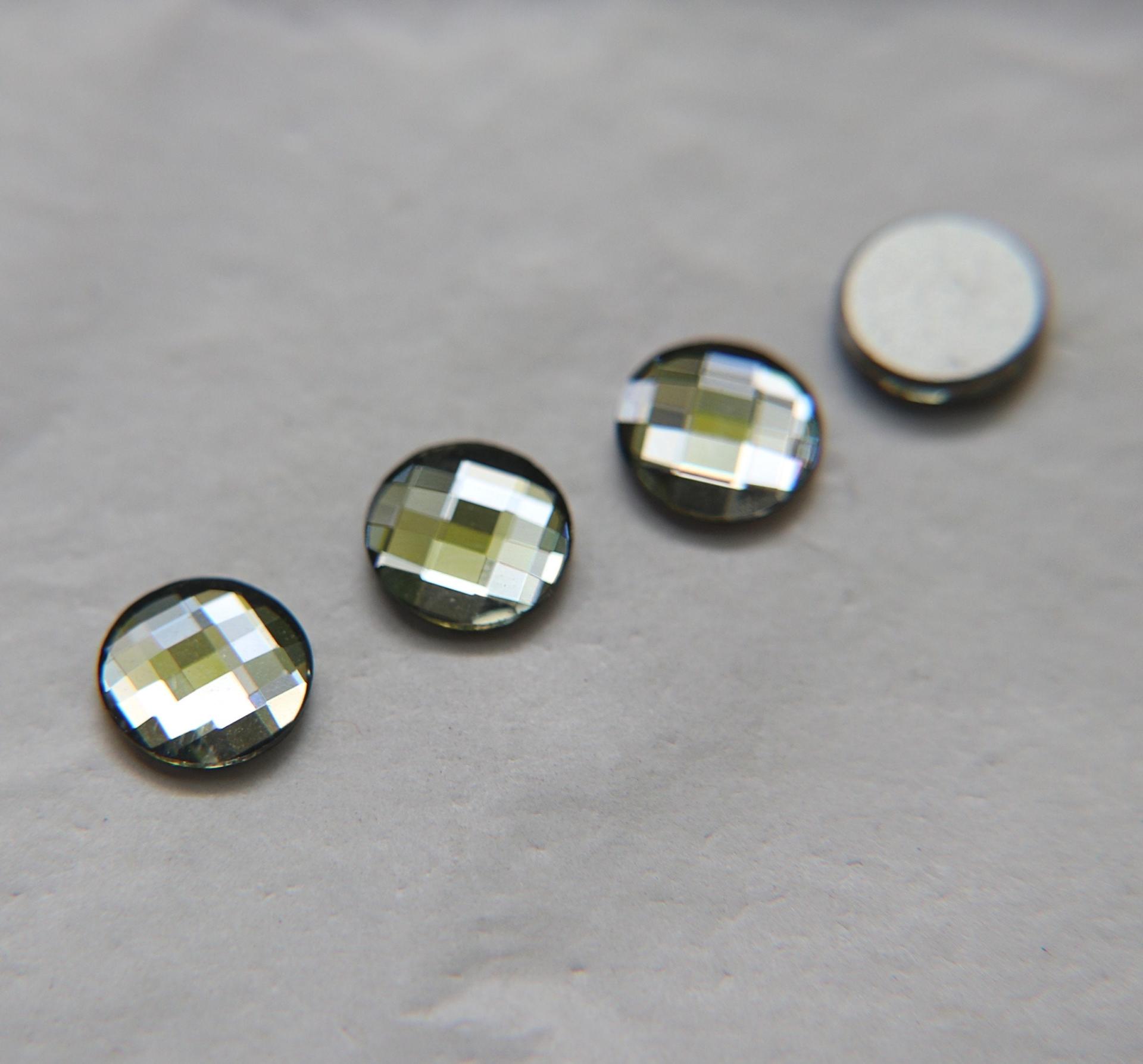 Swarovski Chessboard Circle Flat Back No Hotfix (2035) 10mm - Black Diamond/Aquamarine foiled 6/12/36/72/144 Pieces