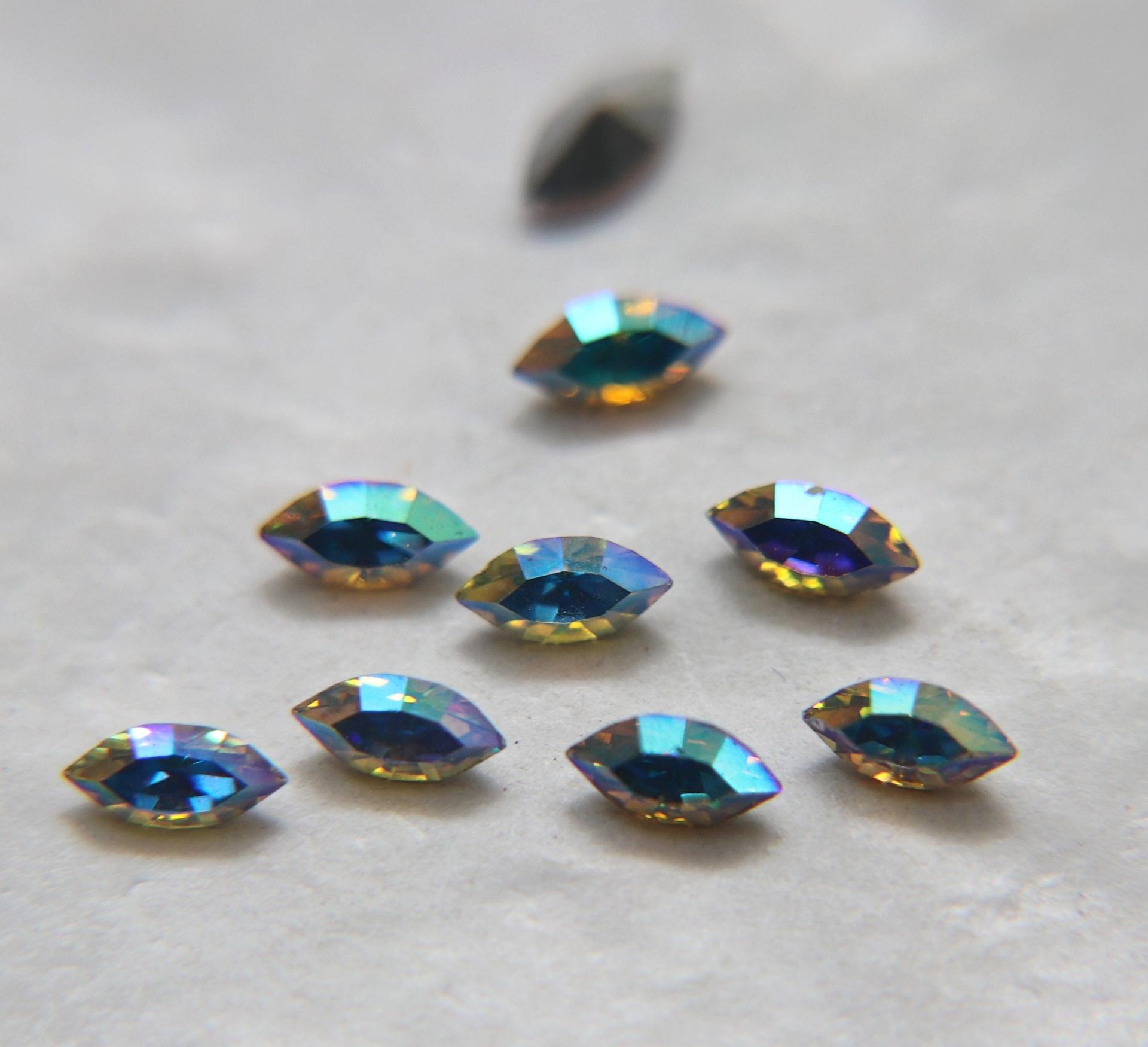 6X3 mm Czech fancy Navette fancy Crystal Aurore Boreale foiled 36/72/144/288 Pieces Jewery making stones gemstones, fancy opal stones