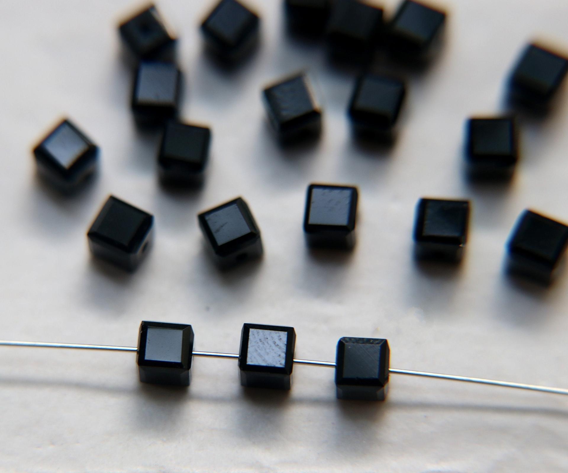 Swarovski 5601 Vintage Cube Bead in Violet Opal/Jet4mm 2/6/12/36 Pieces