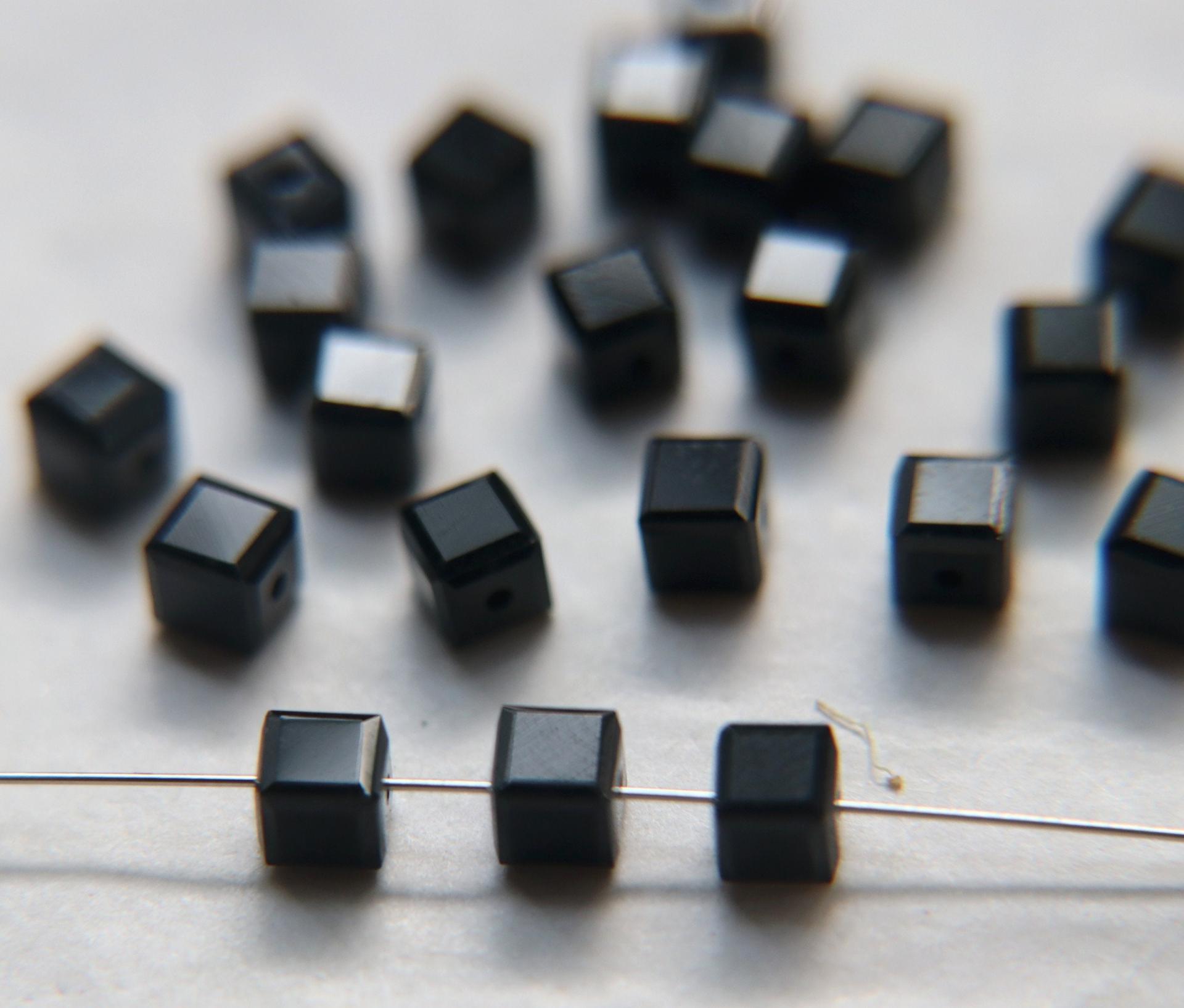 Swarovski 5601 Vintage Cube Bead in Violet Opal/Jet4mm 2/6/12/36 Pieces