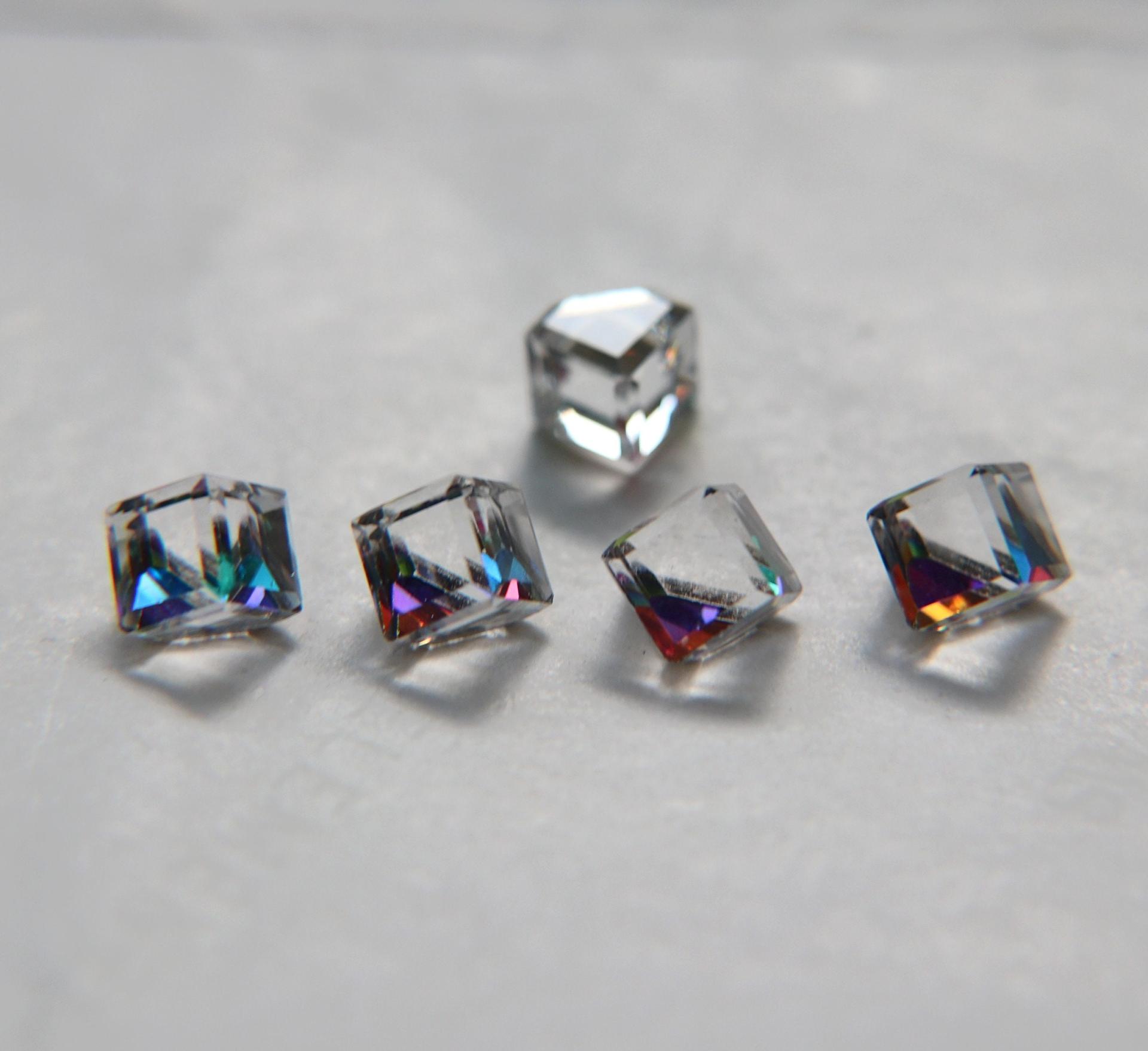 6MM Vintage Swarovski crystal stones in cut corner cube fancy stone 4841 Austrian lead crystal rhinestones