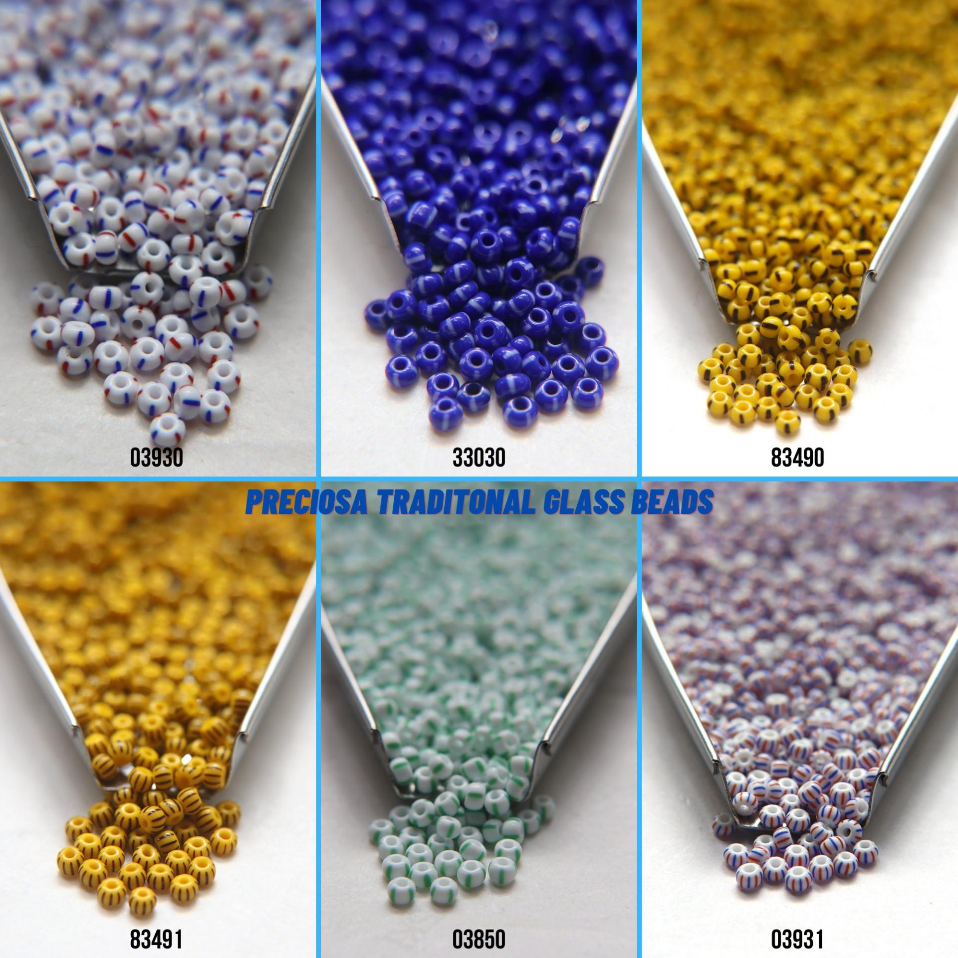 8/0 Opaque Stripes SEED BEADS PRECIOSA Traditional Czech Beads™ (13 Colors) mix beads, embroidery materials, craft supplies, native supply
