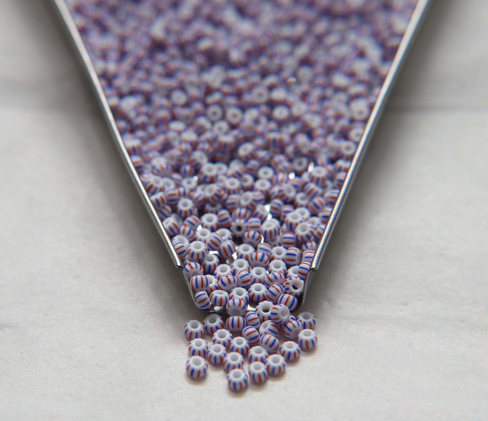 8/0 Opaque Stripes SEED BEADS PRECIOSA Traditional Czech Beads™ (13 Colors) mix beads, embroidery materials, craft supplies, native supply