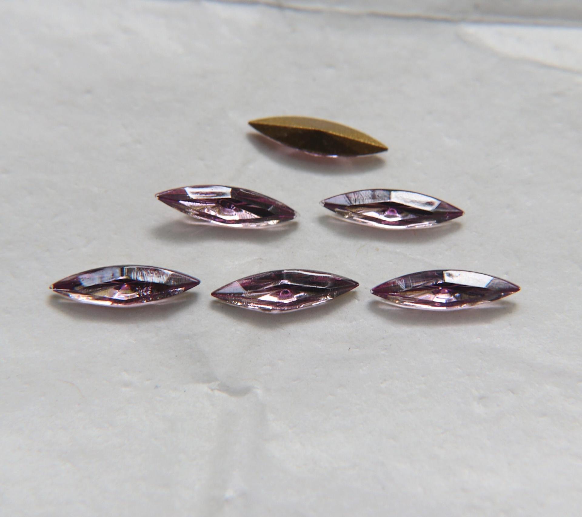 15x4mm Swarovski Light Amethyst Marquise, New Vintage Pointy Back Navette 4200 crystals, gold foil 6/12/36/72/144 Pieces Jewery making stone