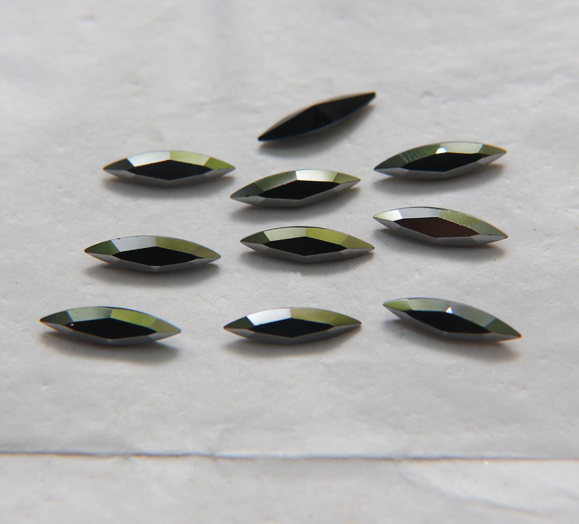 15x4mm Swarovski Jet Gunmetal Marquise, New Vintage Pointy Back Navette 4200 crystals, gold foil 6/24 Pieces Jewery making stones