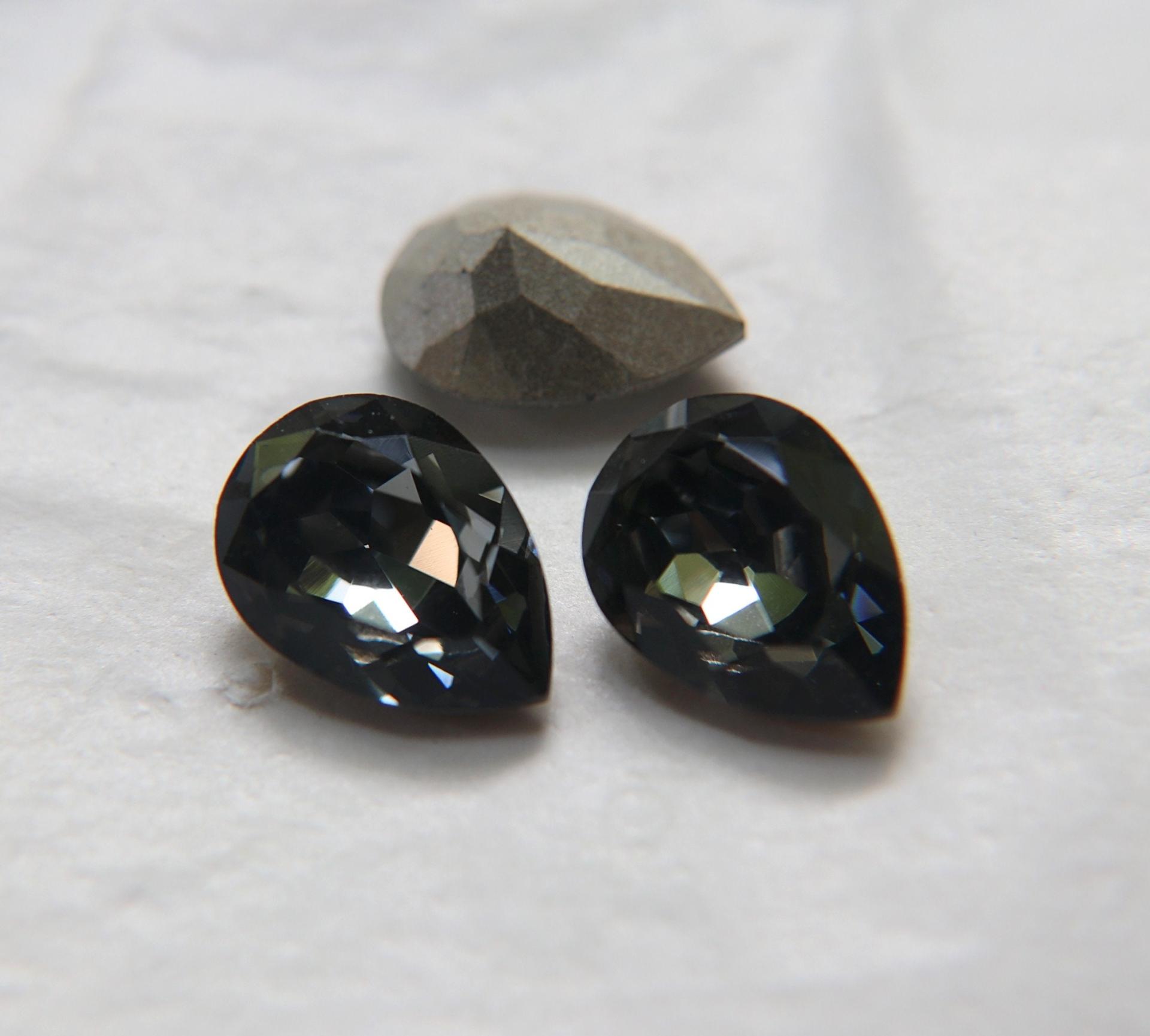 Vintage Swarovski 18x13 mm Crystal Silver Night Pear Shape 4320 Premier Crystal Rhinestones 2/6/12/24 Pieces gemstones, jewlery