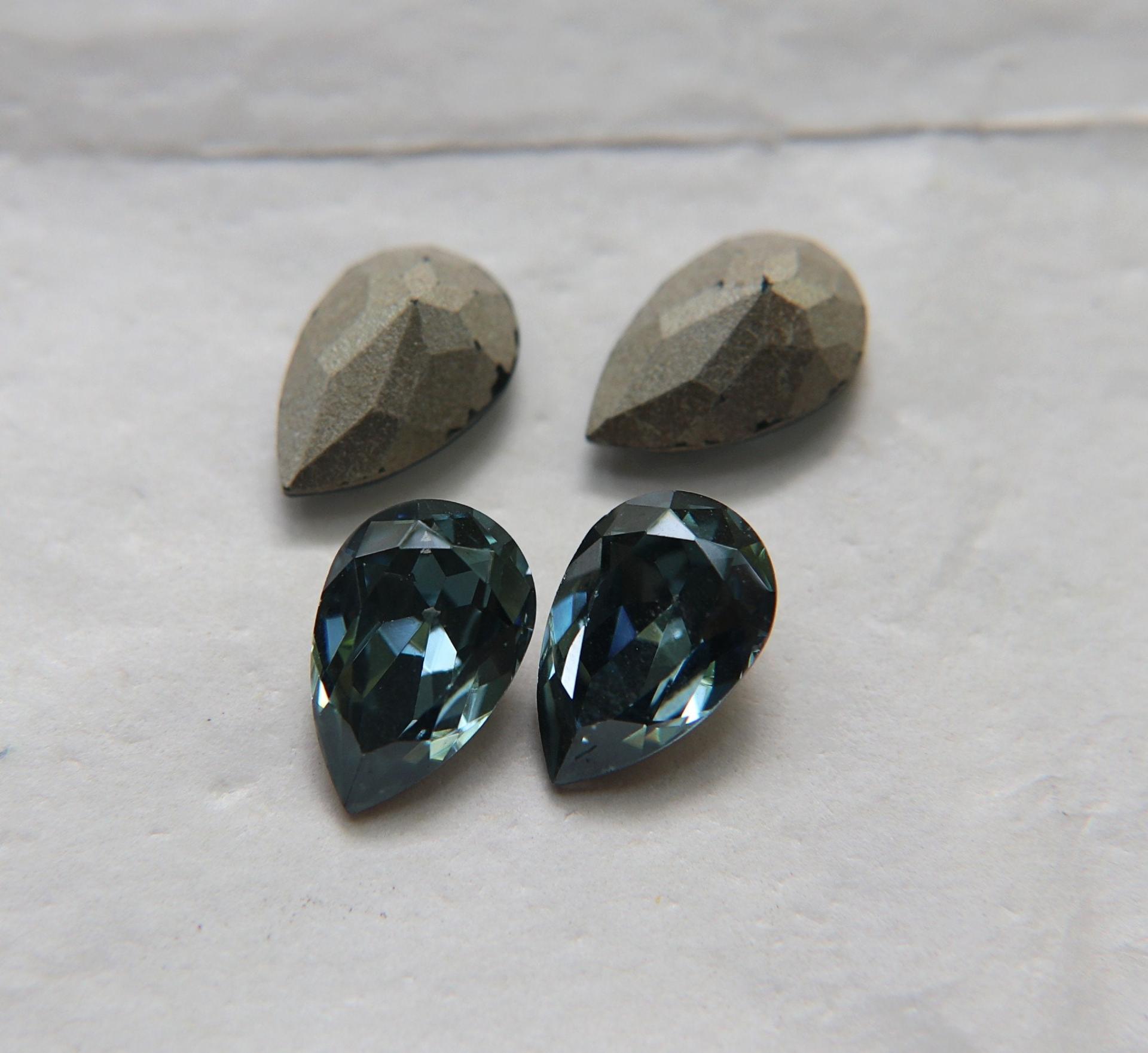 Vintage Swarovski 13x8.5 mm Crystal Blue Shade Pear Shape Premier Crystal Rhinestones 2/6/24/72/144 Pieces gemstones, jewlery