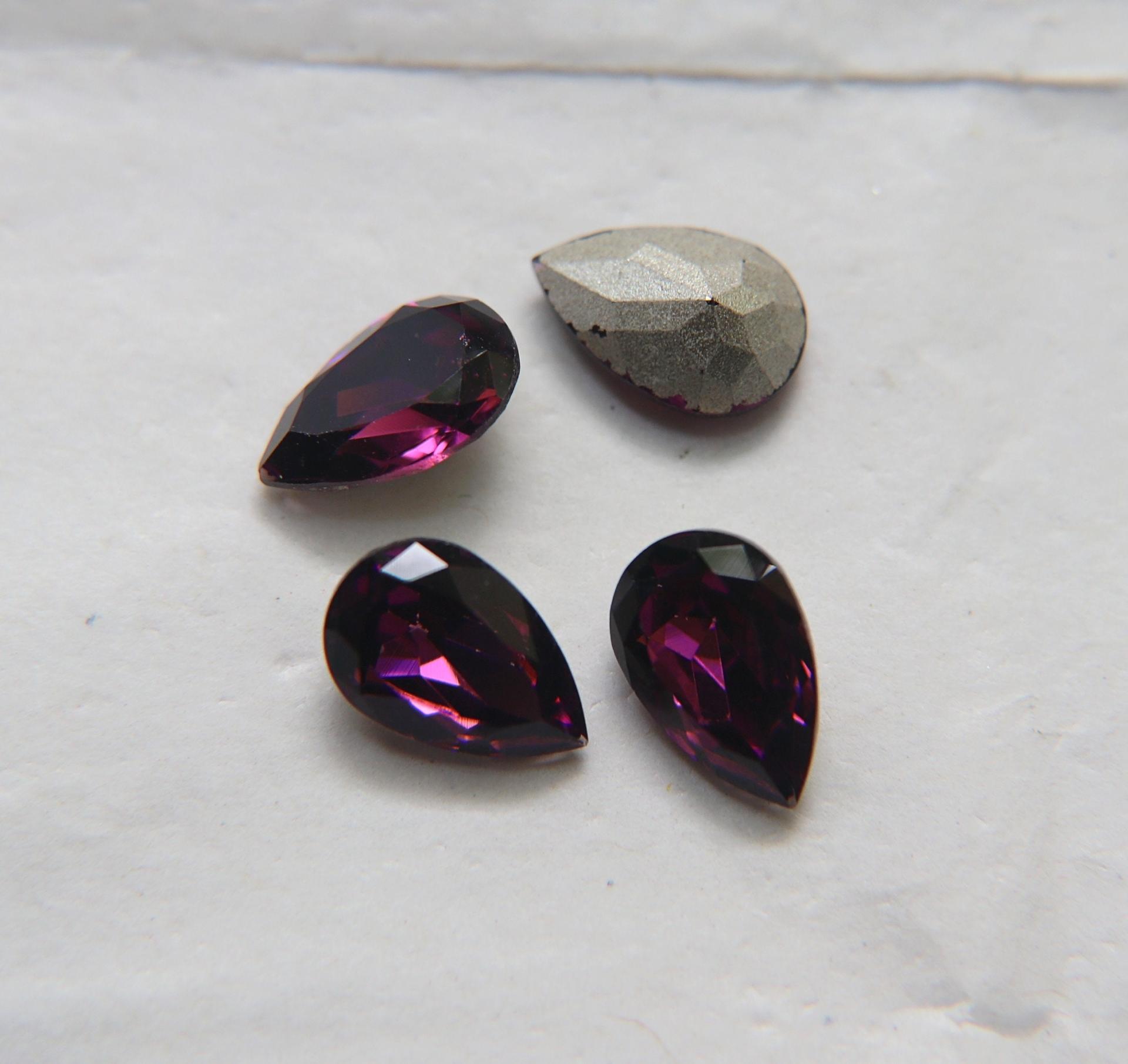 Vintage Swarovski 13x8.5 mm Amethyst Pear Shape Premier Crystal Rhinestones 2/6/24/72/144 Pieces gemstones, jewlery