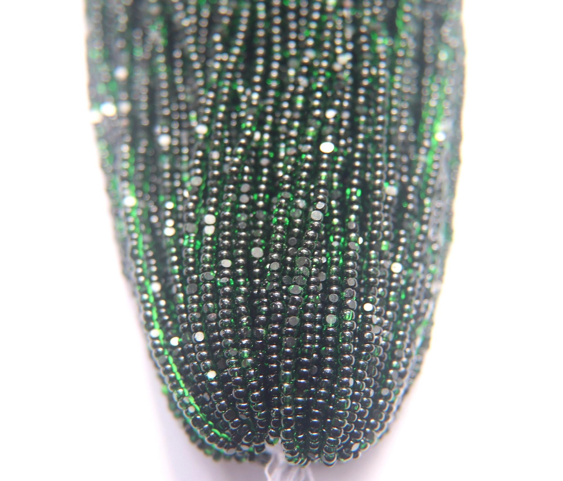 11/0 Hanks Charlotte Cut Beads Green Jet Lined 1/5/25/50/100 Hanks 2.0mm jewellery NATIVE rare glass beads, jewelry supply,