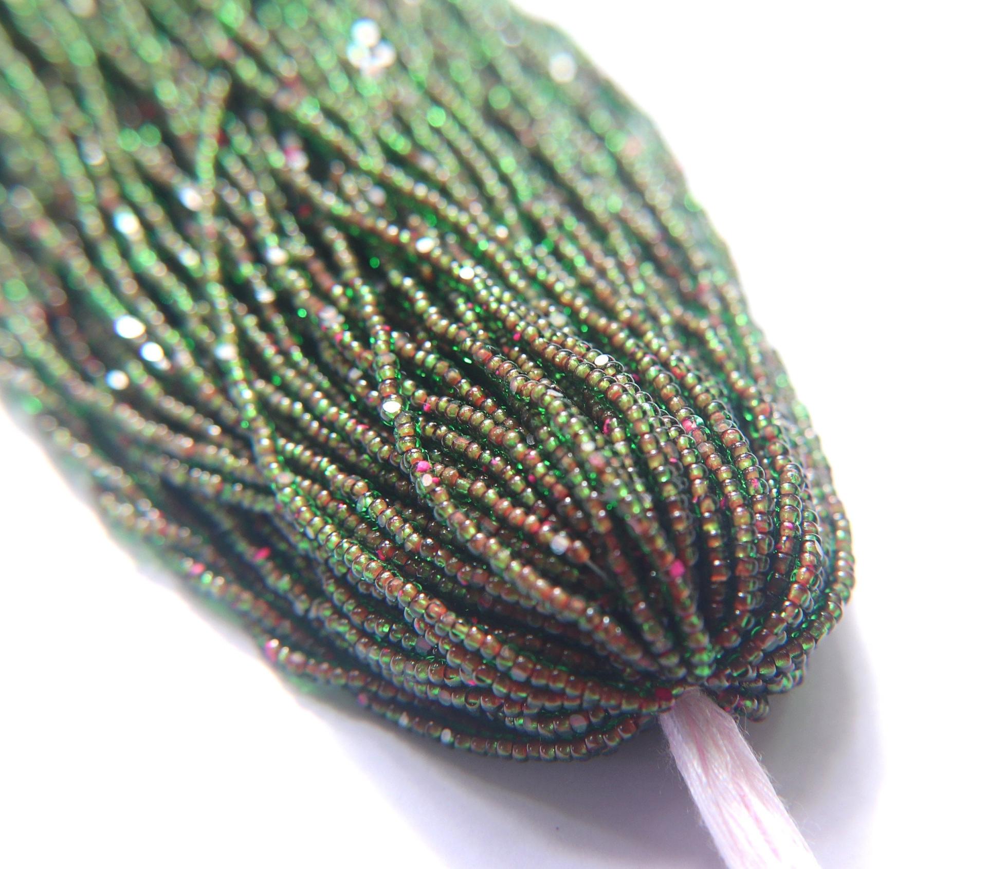 11/0 Hanks Charlotte Cut Beads Green Neon Pink Lined 1/5/25/50/100 Hanks 2.0mm jewellery NATIVE rare glass beads, jewelry supply,