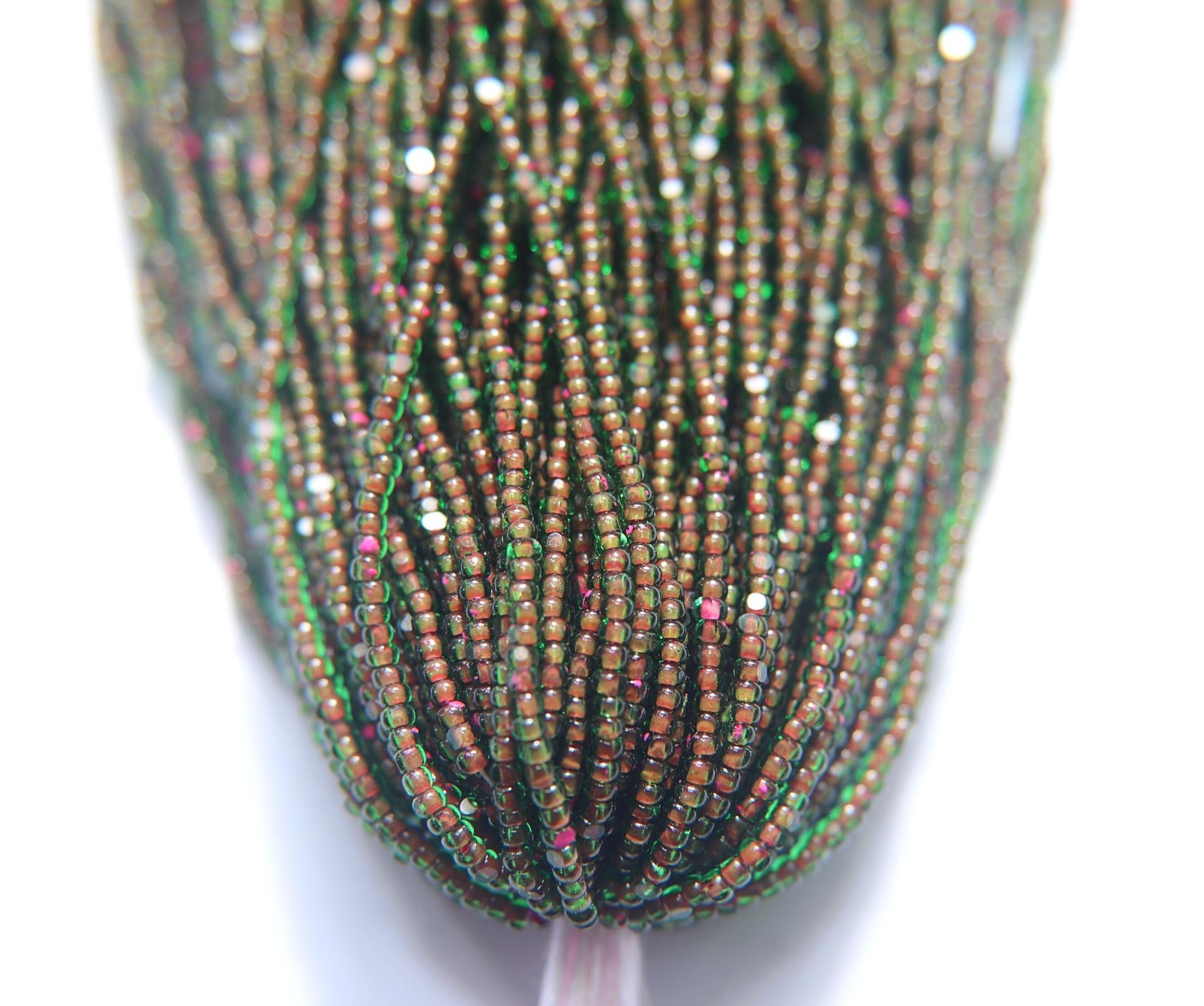 11/0 Hanks Charlotte Cut Beads Green Neon Pink Lined 1/5/25/50/100 Hanks 2.0mm jewellery NATIVE rare glass beads, jewelry supply,
