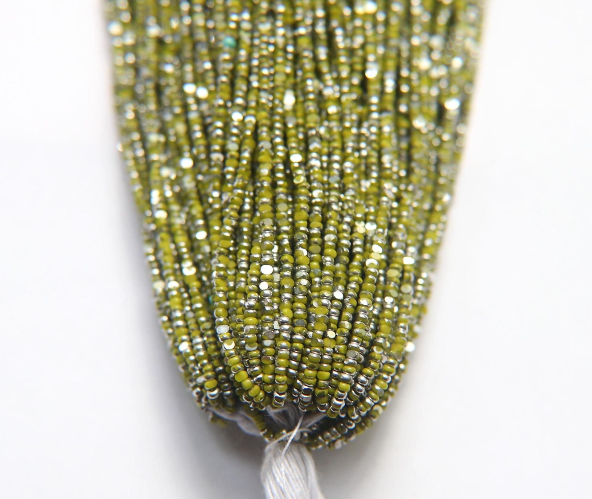 13/0 Hanks Charlotte Cut Beads Patina Opaque Olivine Silver 1/5/25/50/100 Hanks 1.6mm glass beads, jewelry supply, craft supply