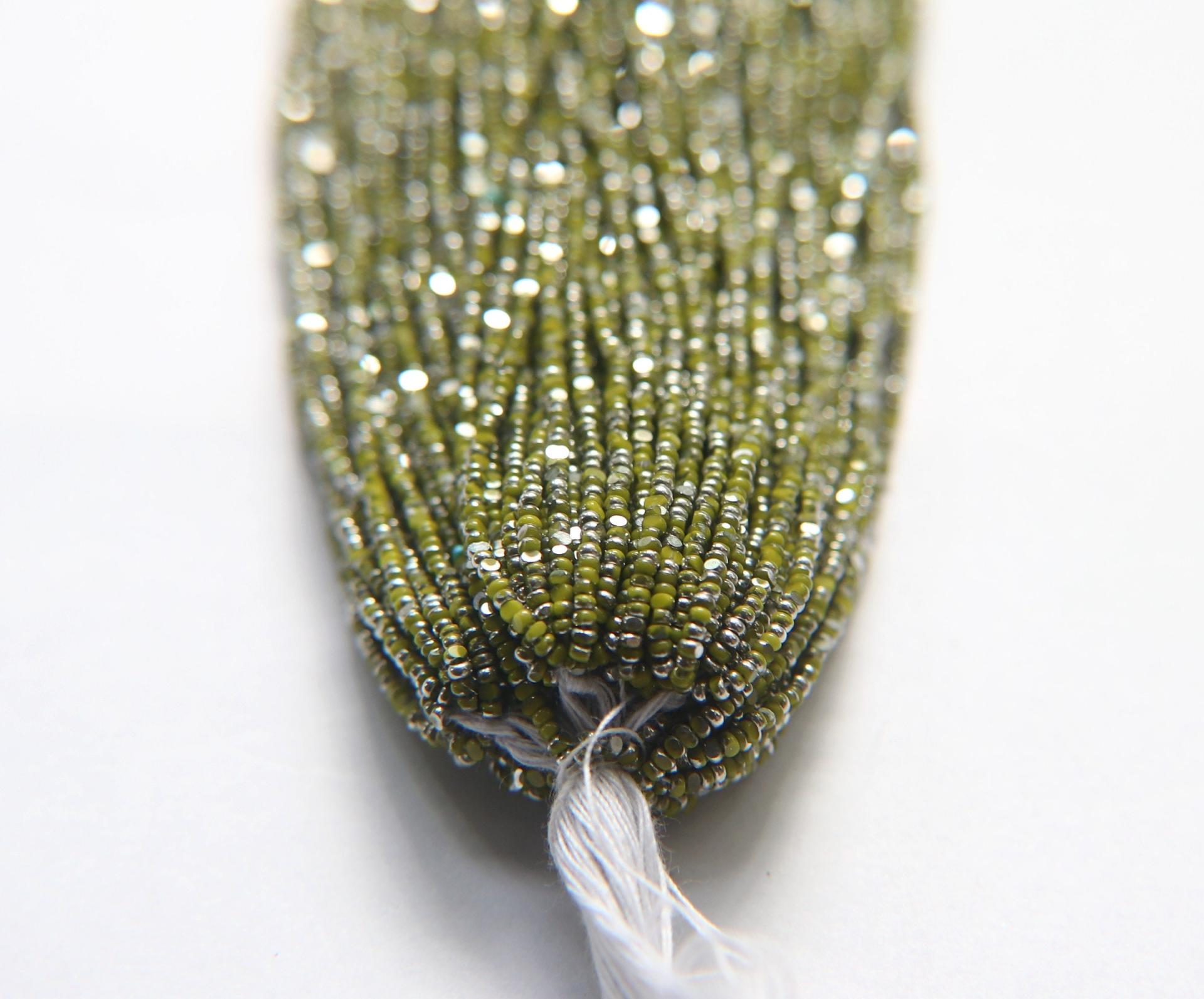13/0 Hanks Charlotte Cut Beads Patina Opaque Olivine Silver 1/5/25/50/100 Hanks 1.6mm glass beads, jewelry supply, craft supply