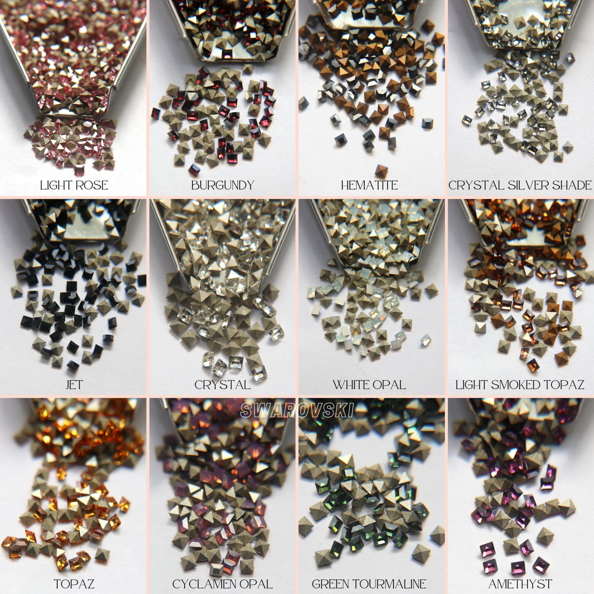 Swarovski #4428 2x2 MM Square Fancy Stone Crystal 13 colors 36/72/144/720/1440 Pieces jewelry making, embellishment, vintage findings