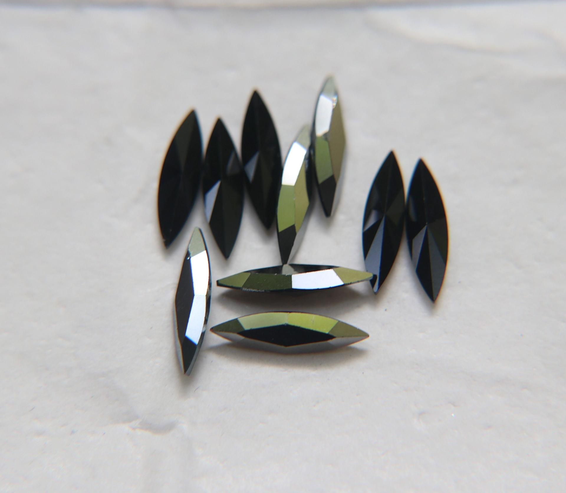 15x4mm Swarovski Jet Gunmetal Marquise, New Vintage Pointy Back Navette 4200 crystals, gold foil 6/24 Pieces Jewery making stones