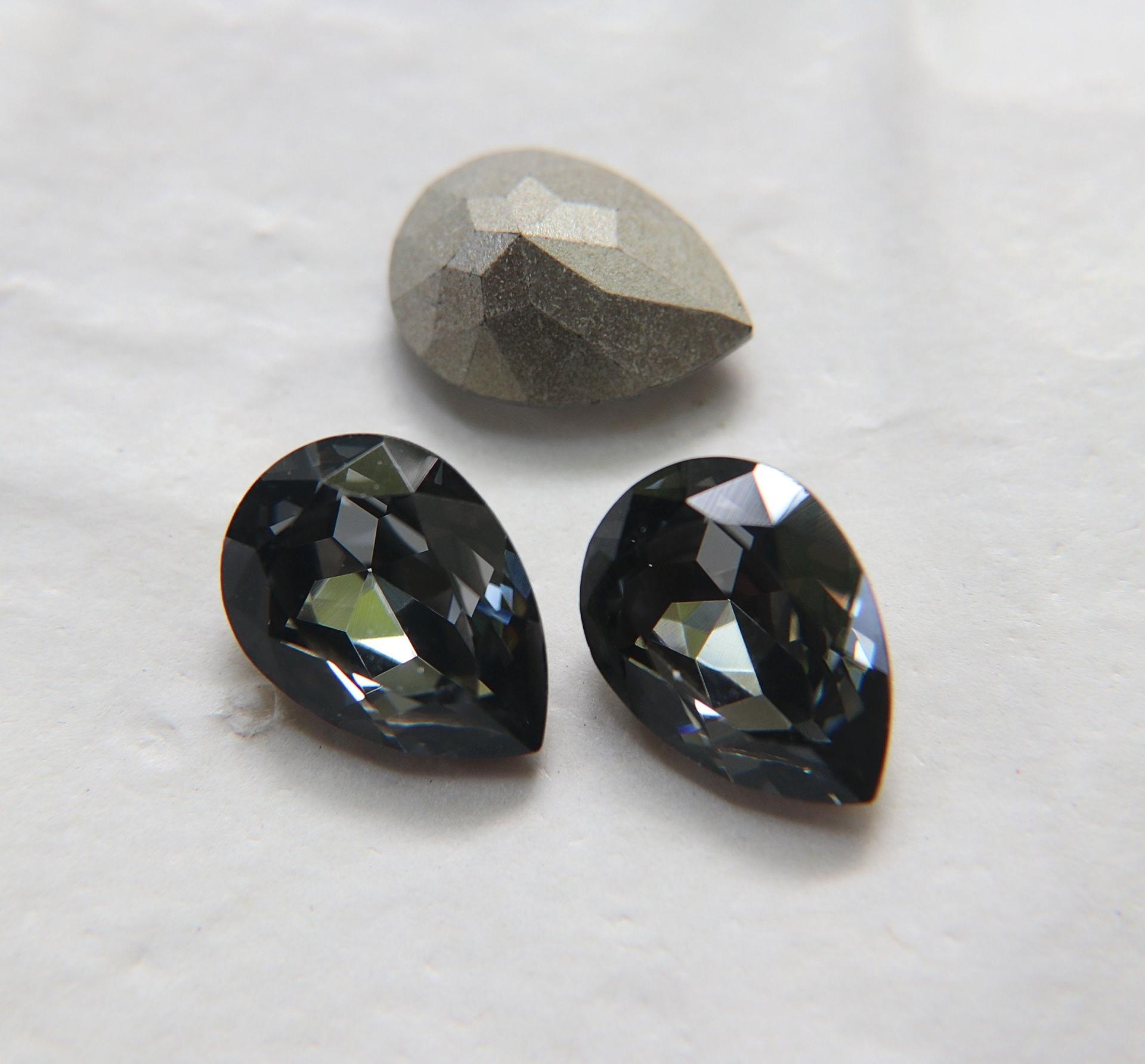 Vintage Swarovski 18x13 mm Crystal Silver Night Pear Shape 4320 Premier Crystal Rhinestones 2/6/12/24 Pieces gemstones, jewlery