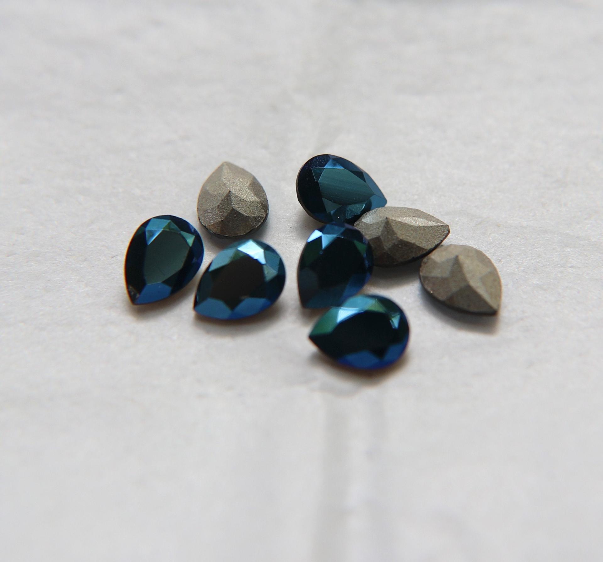 Vintage Swarovski 8x6 mm Crystal Metallic Blue Pear Shape 4320 Premier Crystal Rhinestones 6/12/36/72/144 Pieces gemstones, jewlery