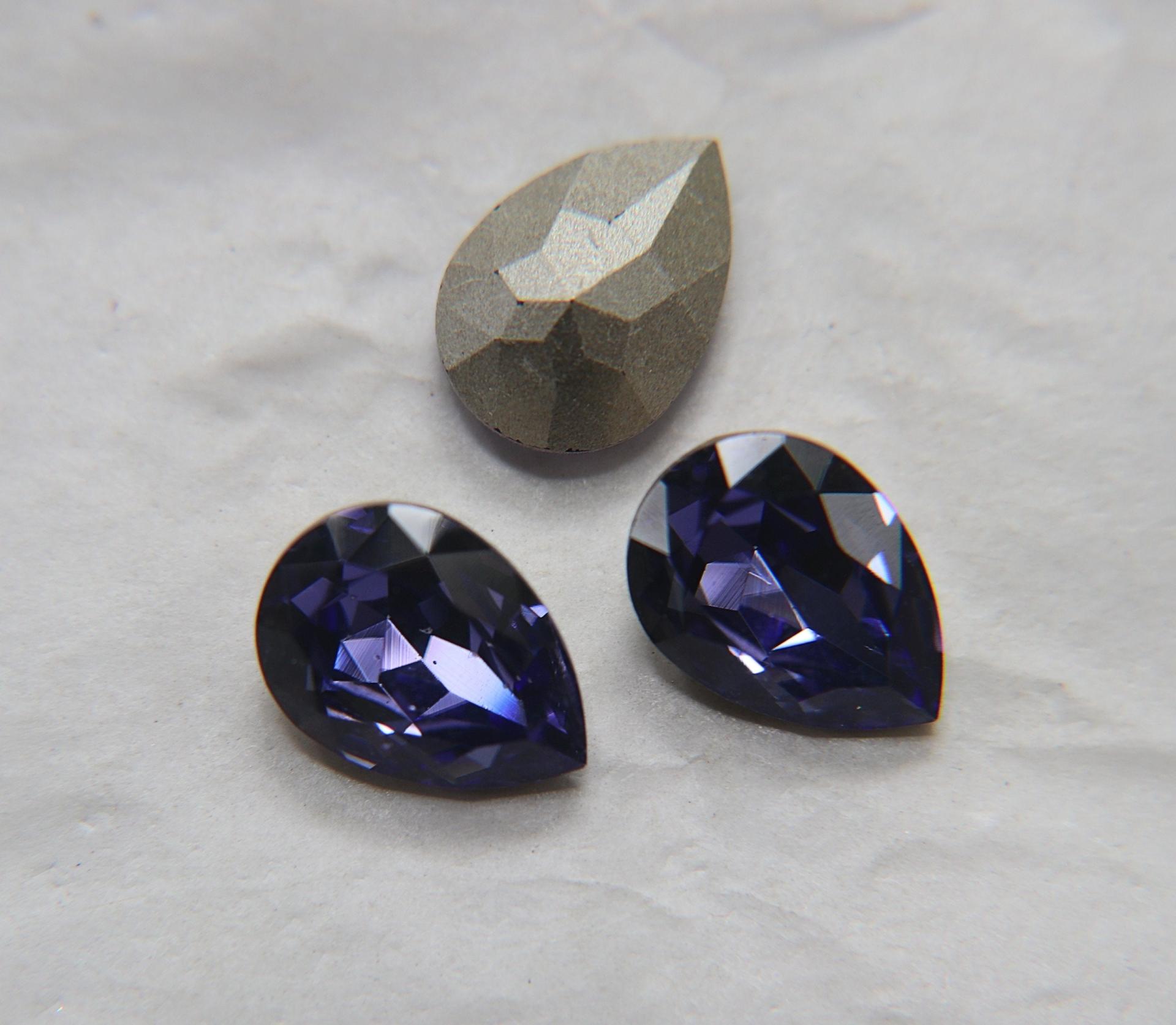 Vintage Swarovski 18x13 mm Tanzanite Pear Shape 4320 Premier Crystal Rhinestones 2/6/12/24 Pieces gemstones, jewlery