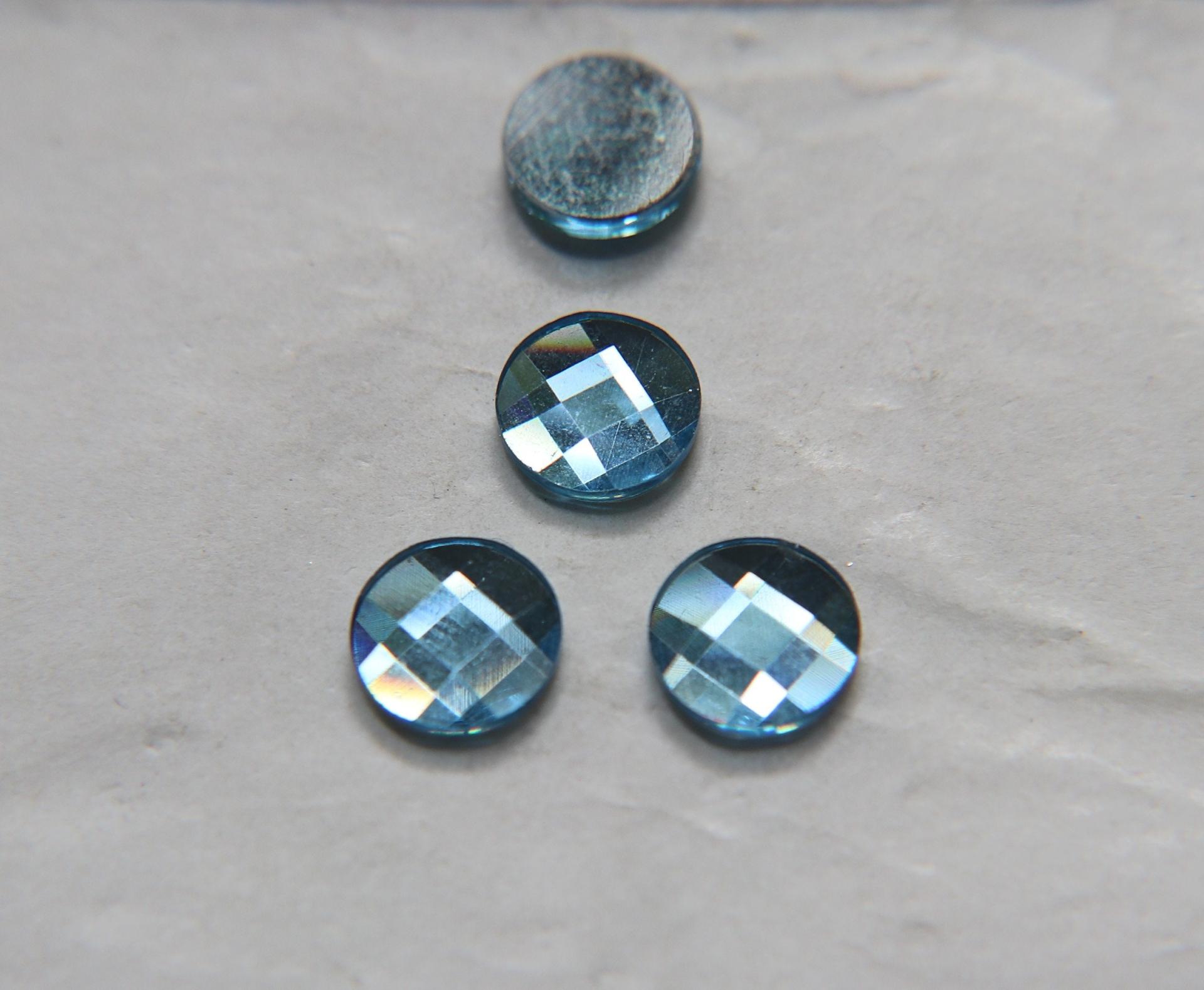 Swarovski Chessboard Circle Flat Back No Hotfix (2035) 10mm - Black Diamond/Aquamarine foiled 6/12/36/72/144 Pieces
