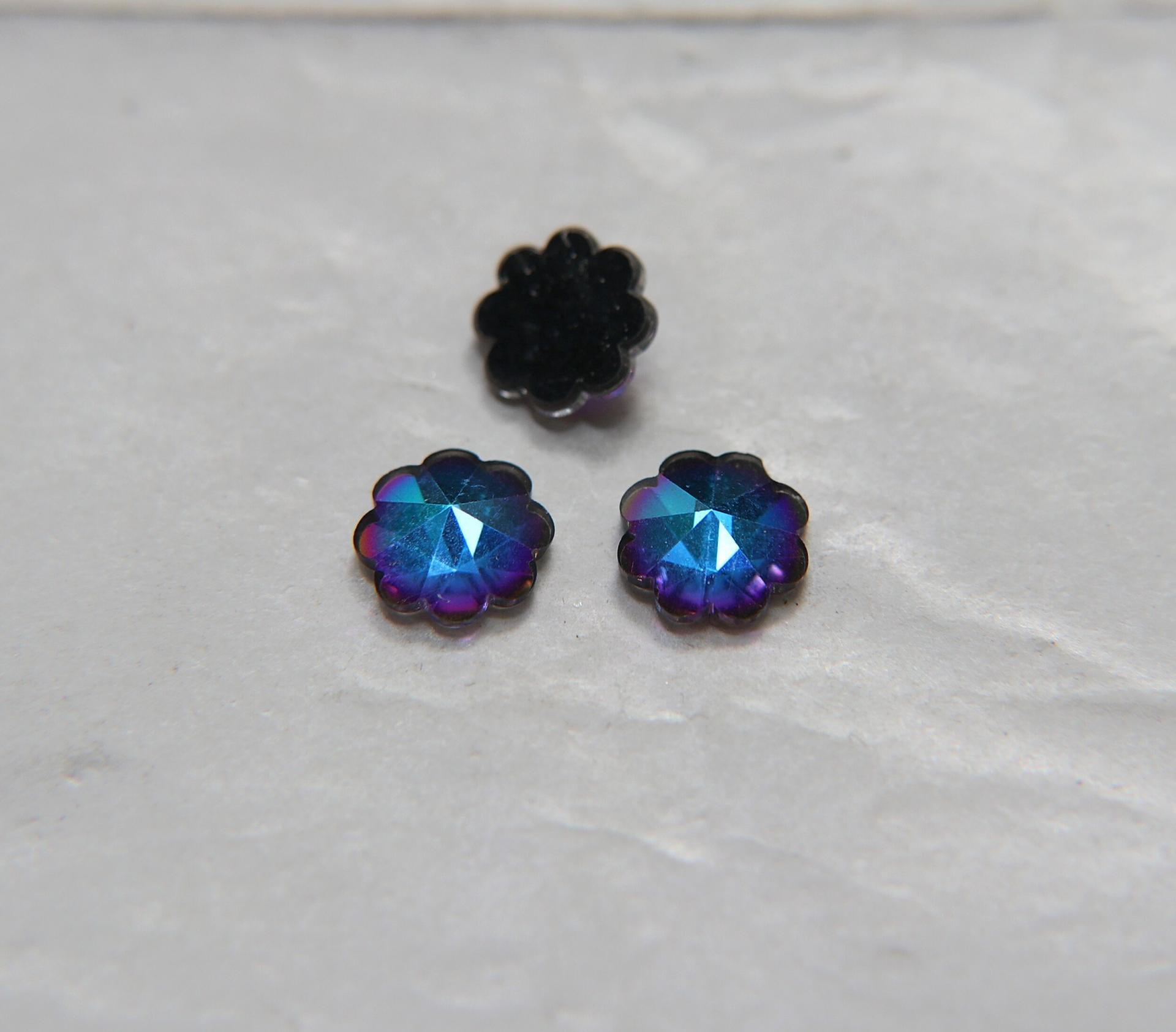 10mm Swarovski Vintage Flower Foiled Flat Back Rhinestones in Bermuda Blue 2/6/12/36/72 pieces Vintage findings, jewellery parts
