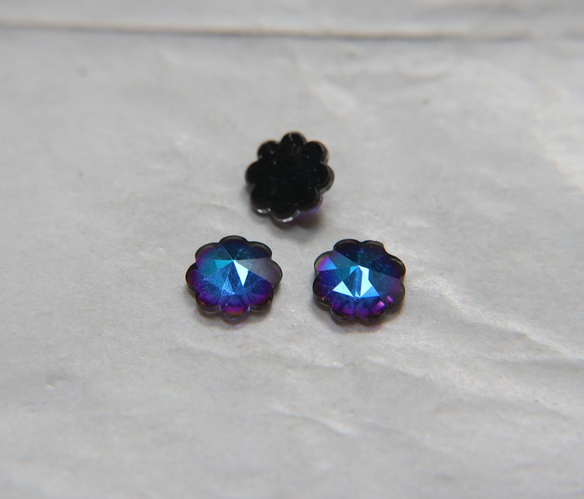 10mm Swarovski Vintage Flower Foiled Flat Back Rhinestones in Bermuda Blue 2/6/12/36/72 pieces Vintage findings, jewellery parts