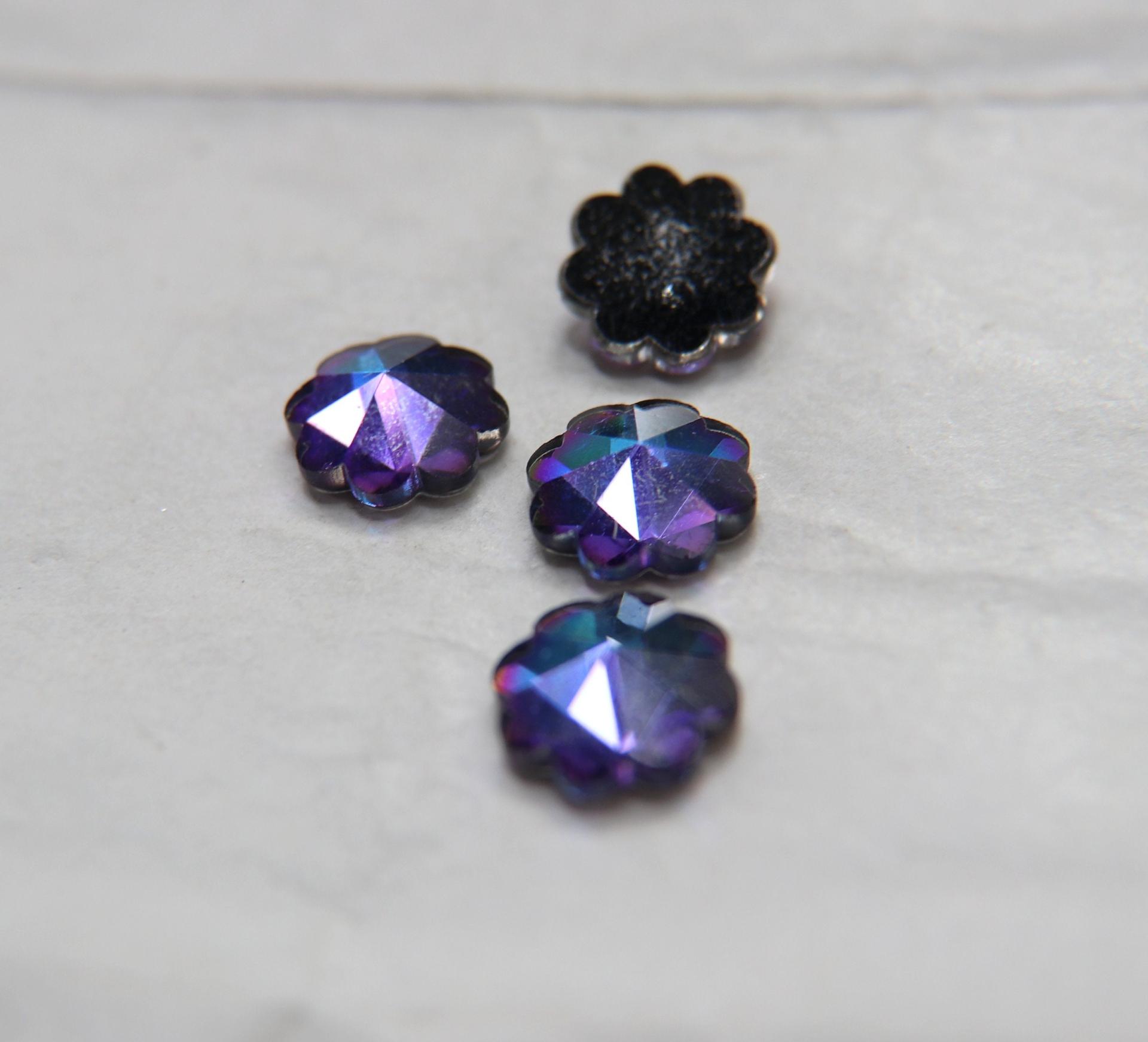 14mm Swarovski Vintage Flower Foiled Flat Back Rhinestones in Bermuda Blue 2/6/12/36/72 pieces Vintage findings, jewellery parts