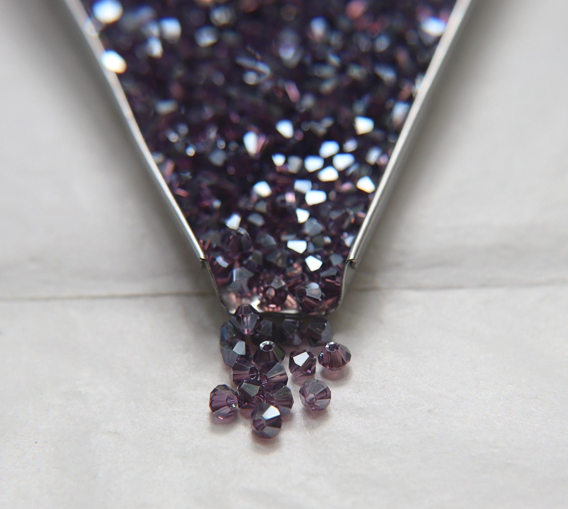4mm Swarovski Amethyst Silver Shade Bicones Beads 36/72/144/432/720 Pieces PREMIUM MATERIALS,embroidery materials, jewelry supplies