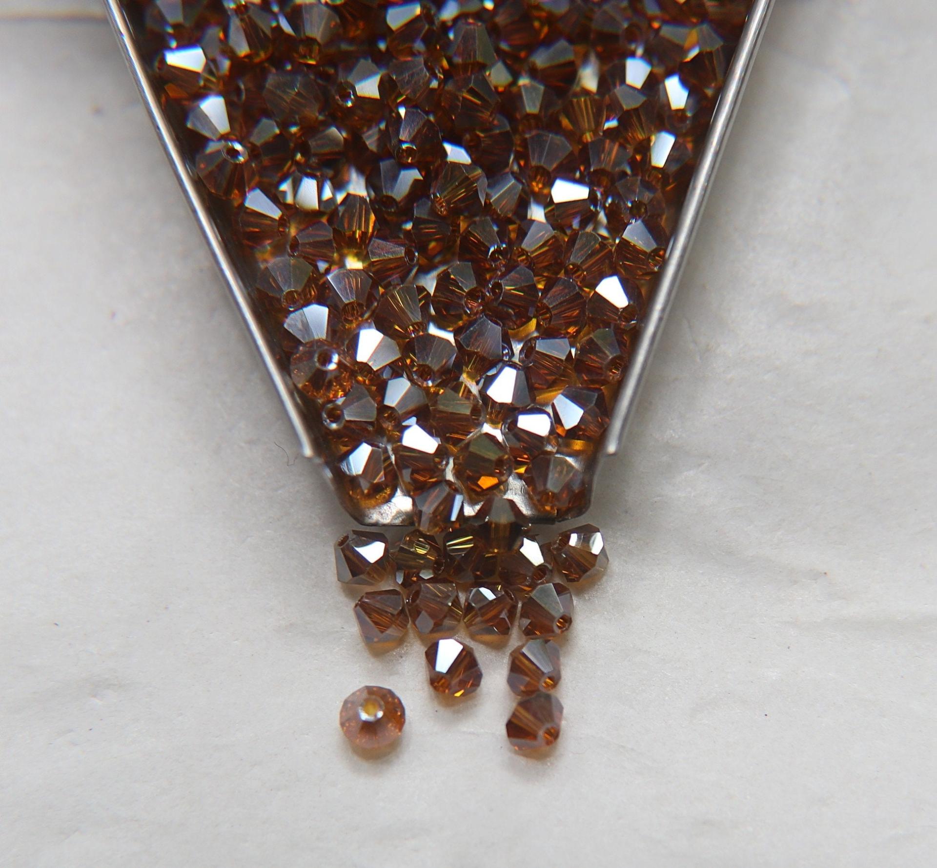 4mm Swarovski Topaz Silver Shade Bicones Beads 36/72/144/432/720 Pieces PREMIUM MATERIALS,embroidery materials, jewelry supplies