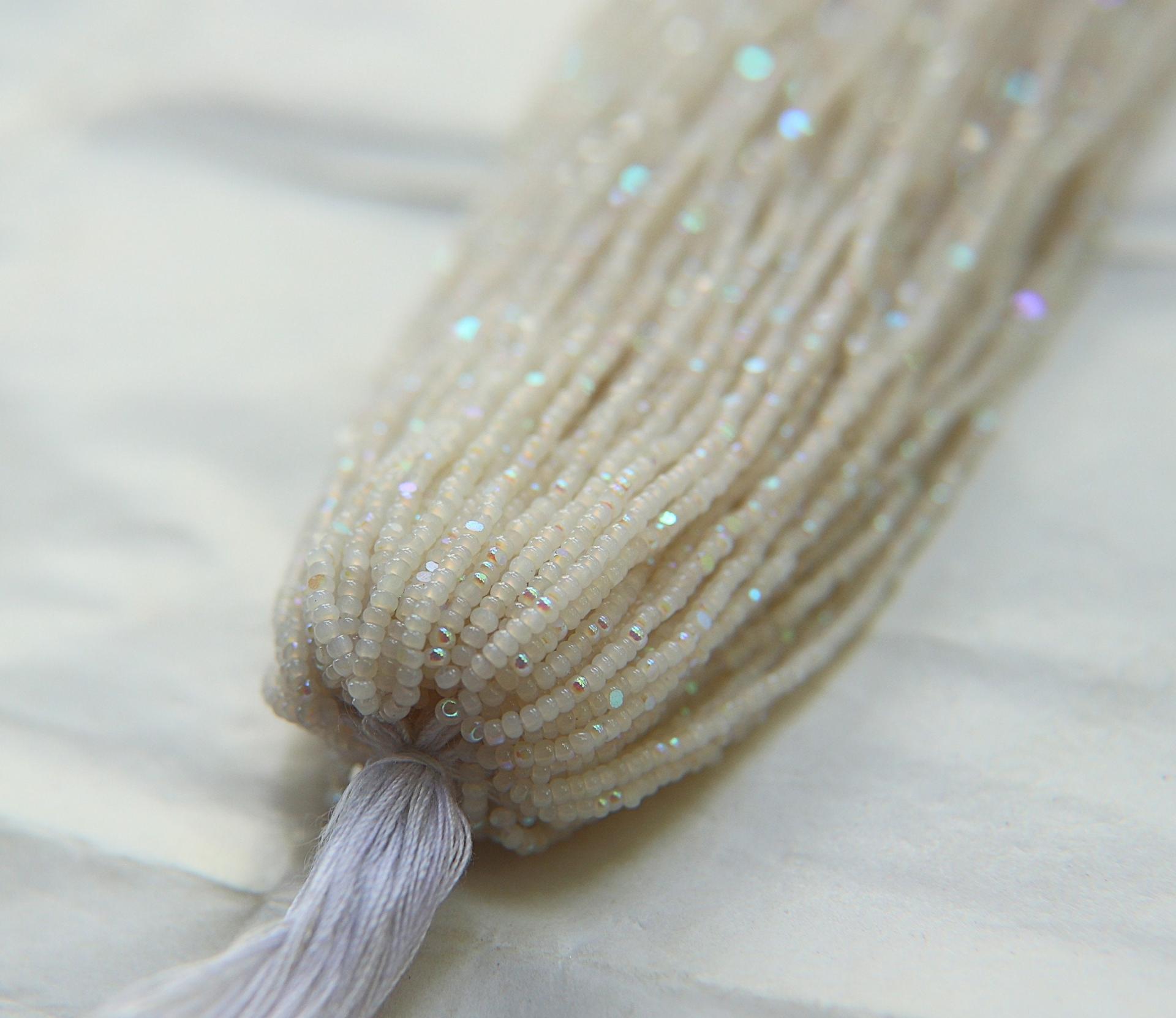 13/0 Hanks Charlotte Cut Beads White Opal Aurore Boreale 1/5/25/50/100 Hanks 1.6mm glass beads, native jewelry supply, findings