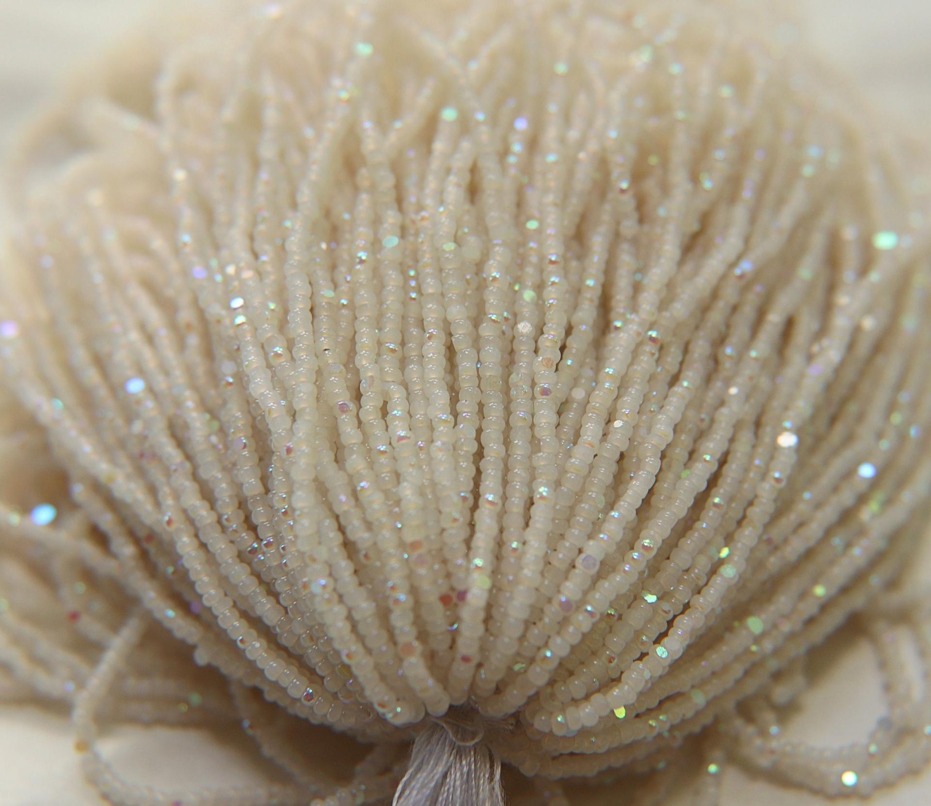 13/0 Hanks Charlotte Cut Beads White Opal Aurore Boreale 1/5/25/50/100 Hanks 1.6mm glass beads, native jewelry supply, findings