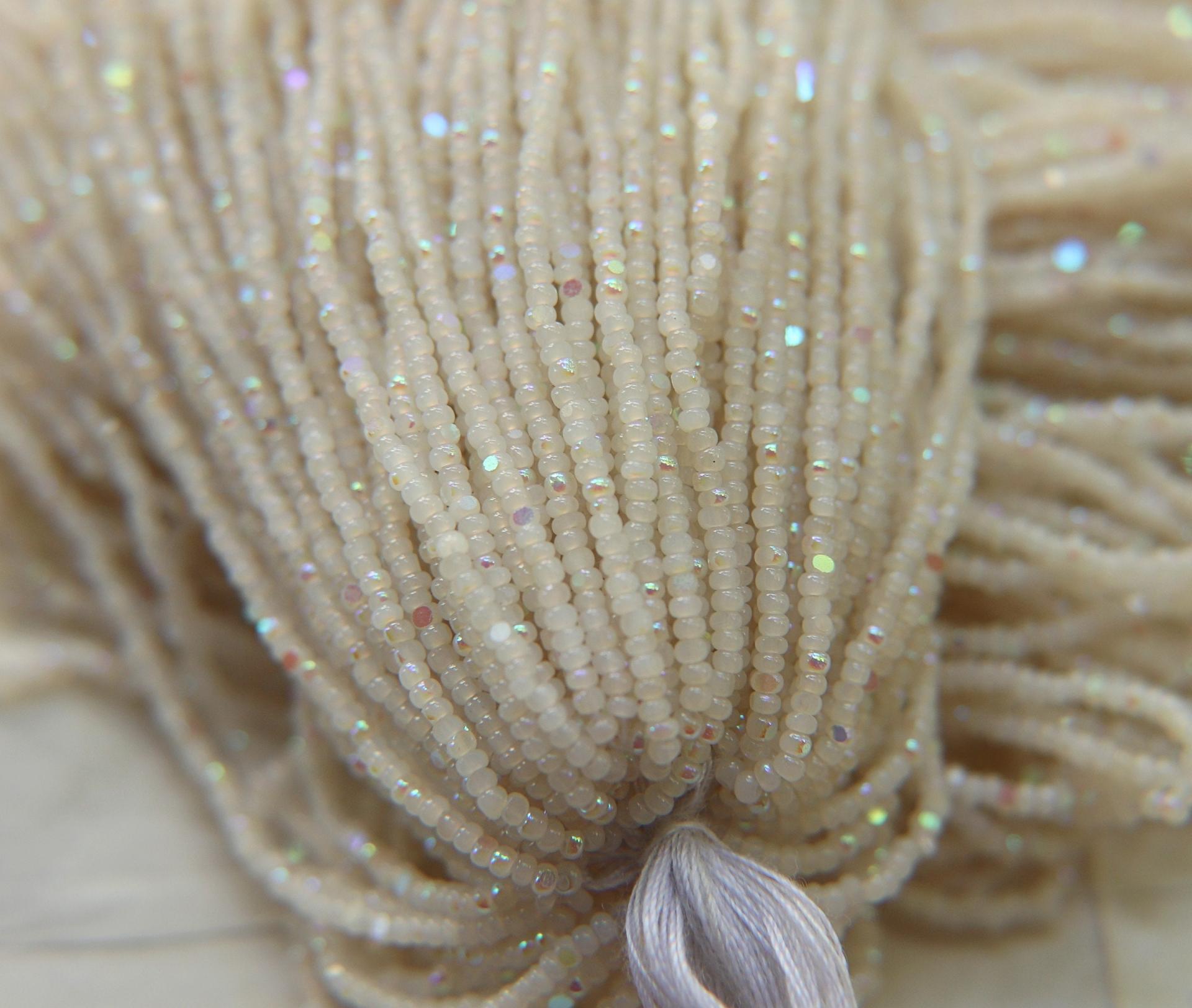 13/0 Hanks Charlotte Cut Beads White Opal Aurore Boreale 1/5/25/50/100 Hanks 1.6mm glass beads, native jewelry supply, findings