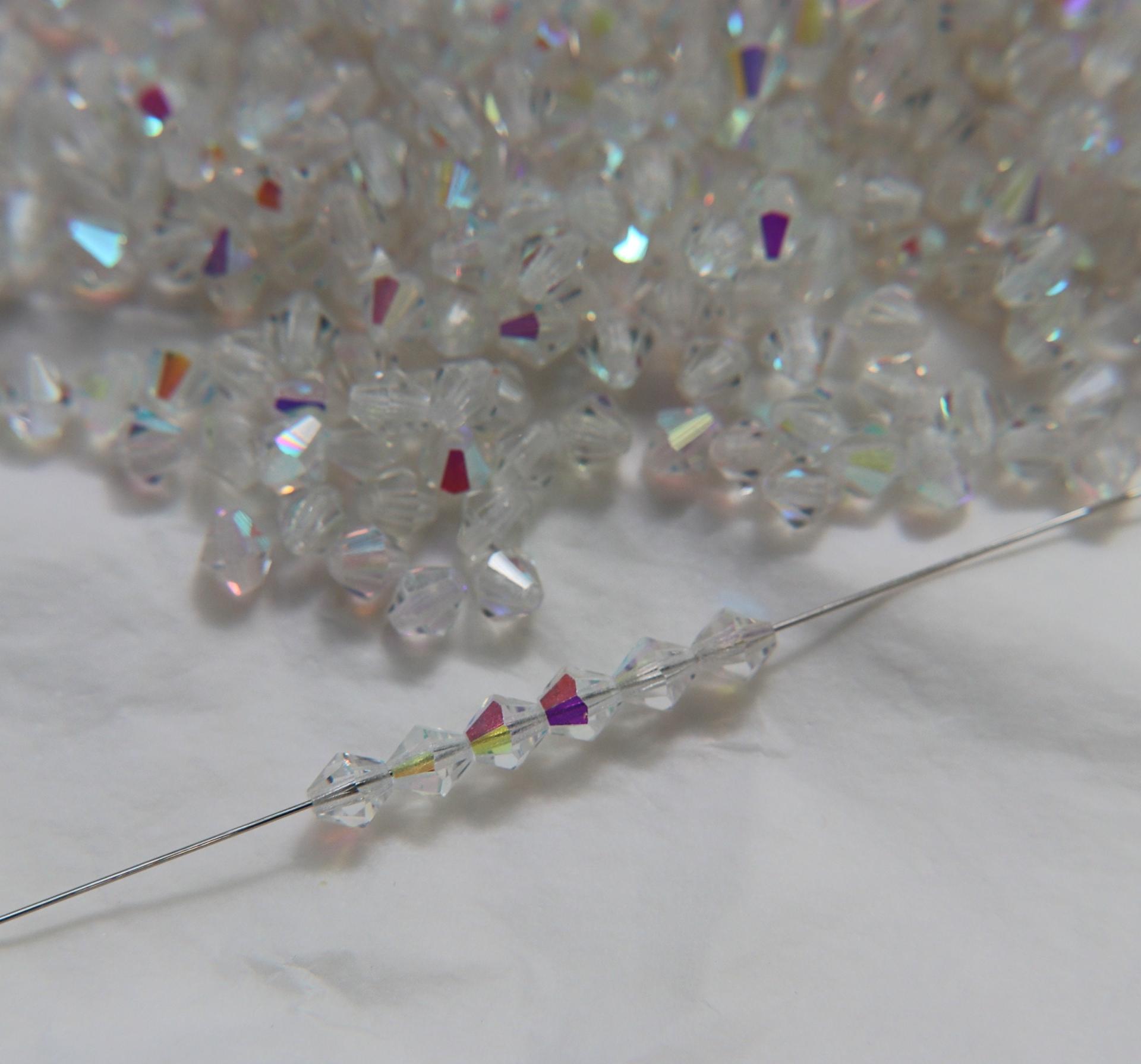5mm Vintage Czech Preciosa Crystal Titania Solid Bicone 3600 Pieces rainbow beads, jewelry making, couture