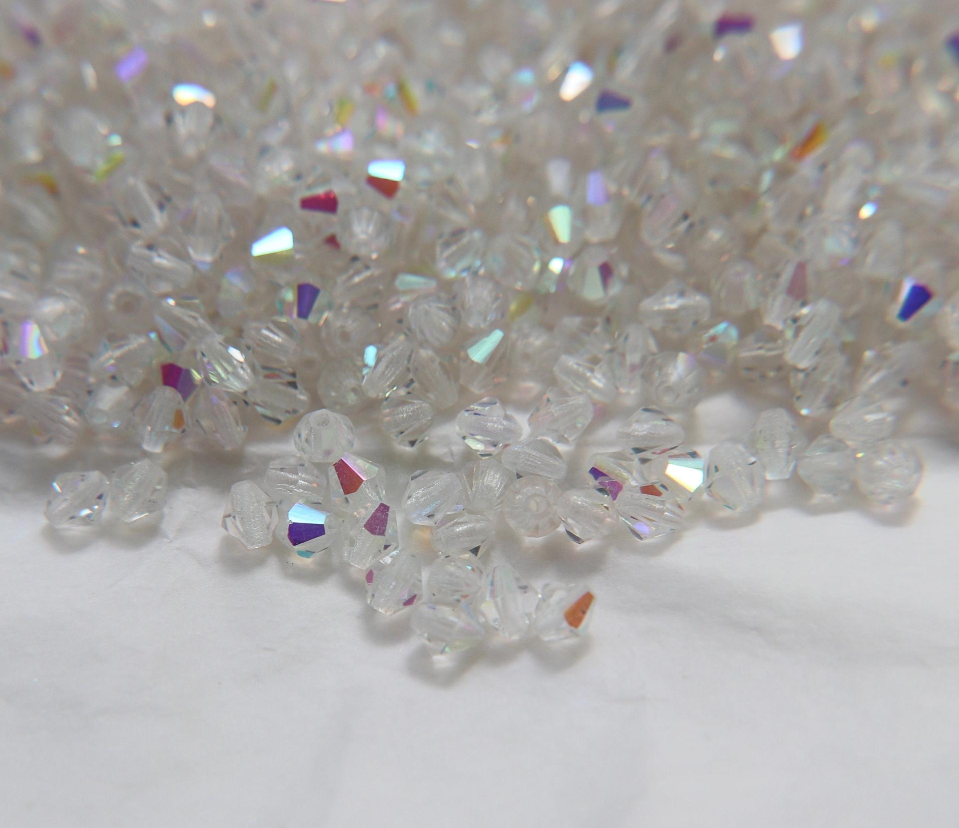 5mm Vintage Czech Preciosa Crystal Titania Solid Bicone 3600 Pieces rainbow beads, jewelry making, couture