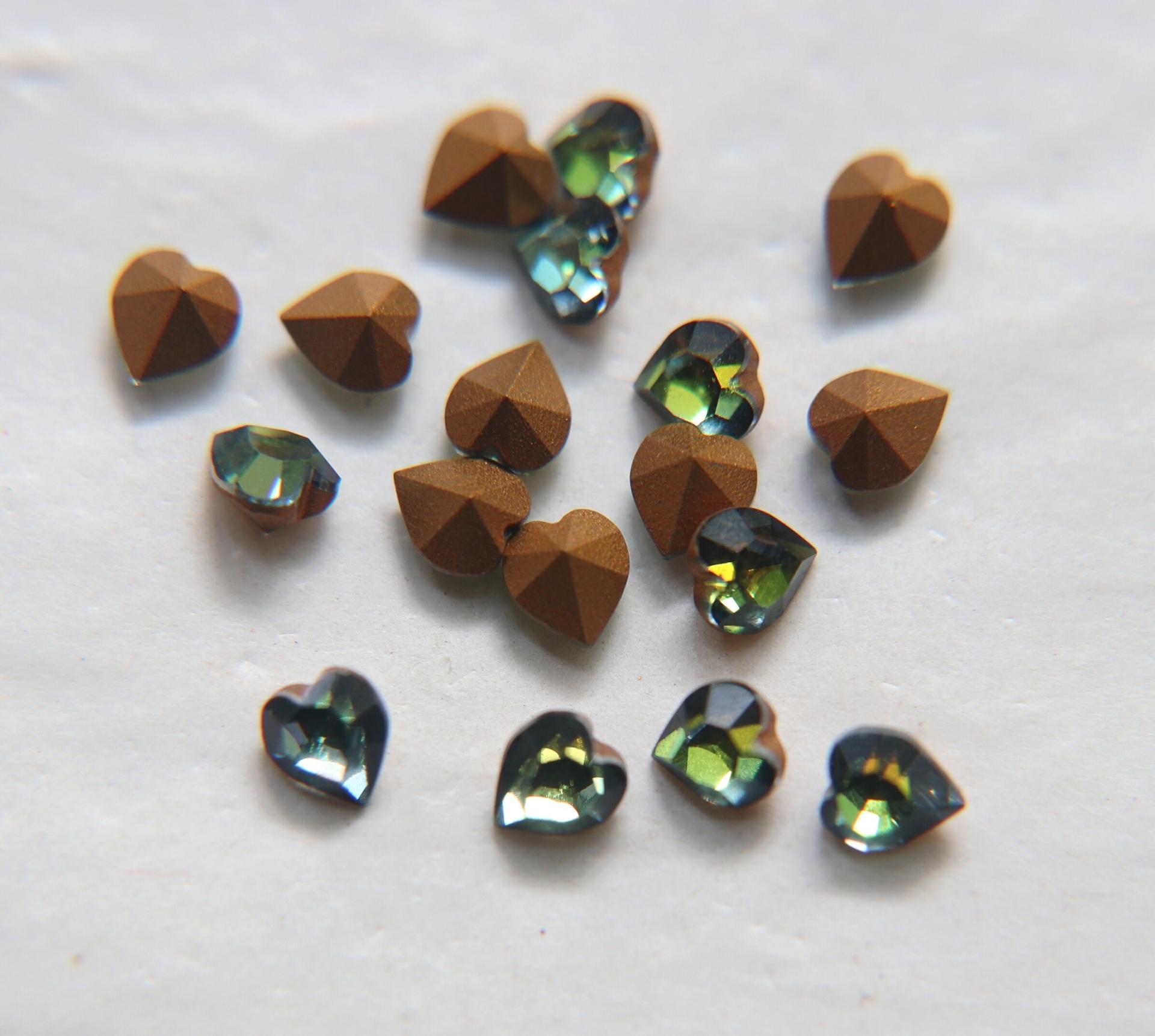 Swarovski Vintage Heart Rhinestones - 5.5x5 mm in (3 Colours) Gold foiled 6/12/36/72/144 Pieces fancy stones, jewelry making
