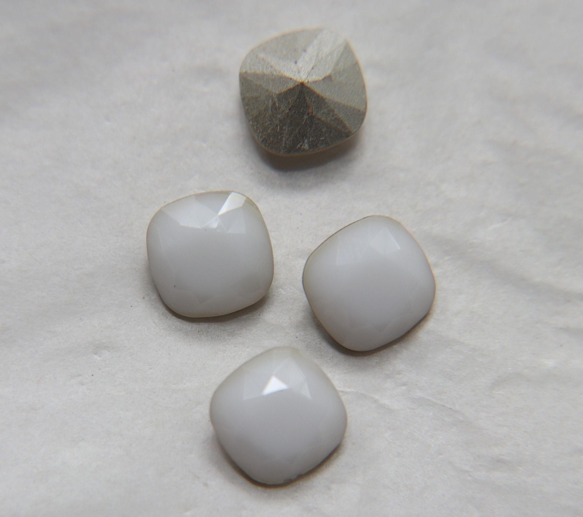 Vintage Swarovski 12 mm White Alabaster (281) Rounded Square 4470 Premier Crystal Rhinestones 2/6/12/36 Pieces gemstones