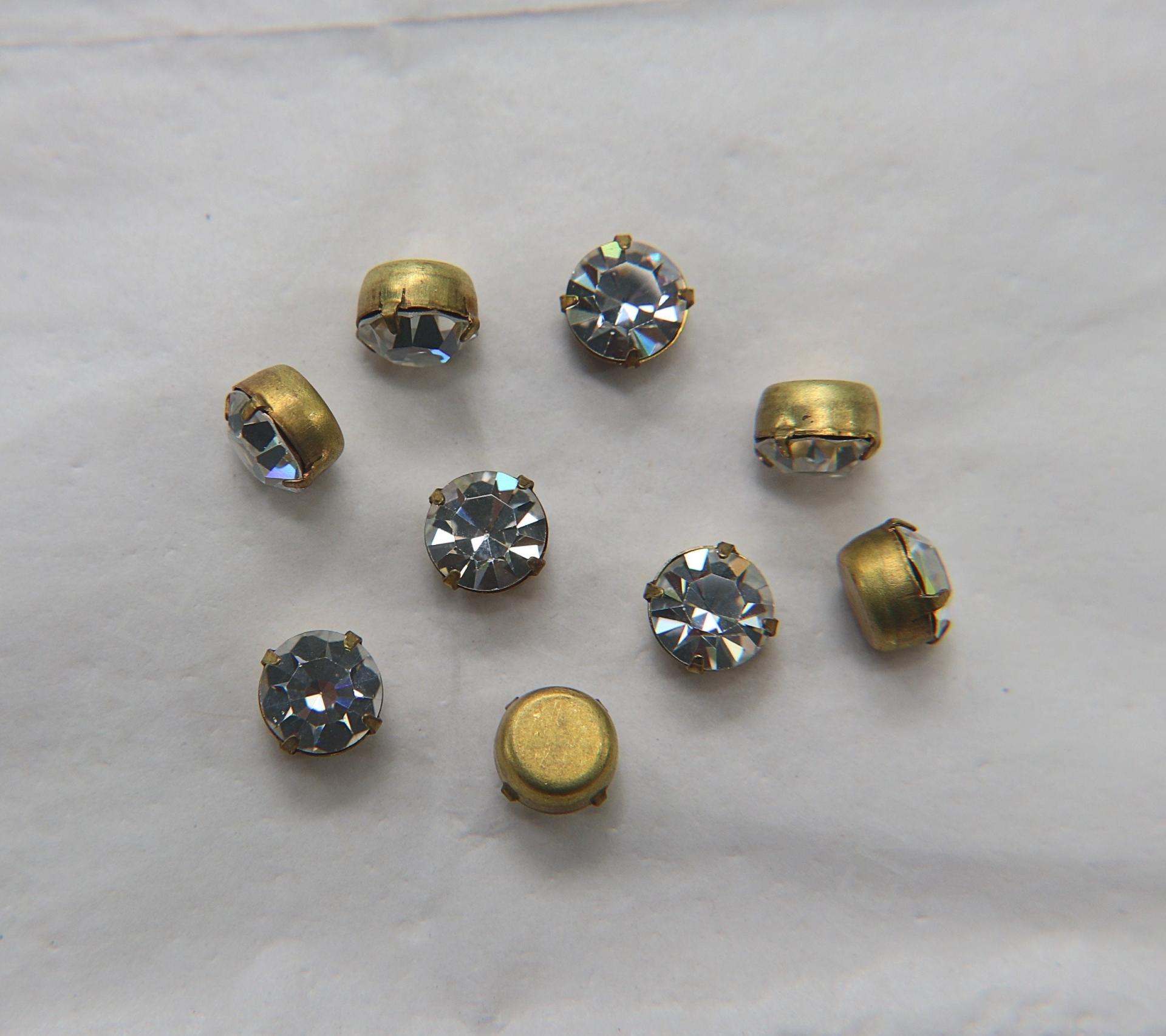 Swarovski 40ss Vintage Crystal Prong Settings 6/12/24/100 Pieces BRASS SETTINGS, strass embellishments, vintage rare