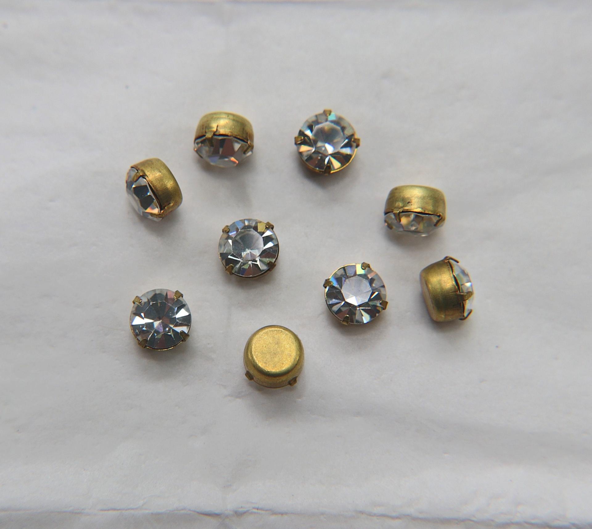 Swarovski 40ss Vintage Crystal Prong Settings 6/12/24/100 Pieces BRASS SETTINGS, strass embellishments, vintage rare