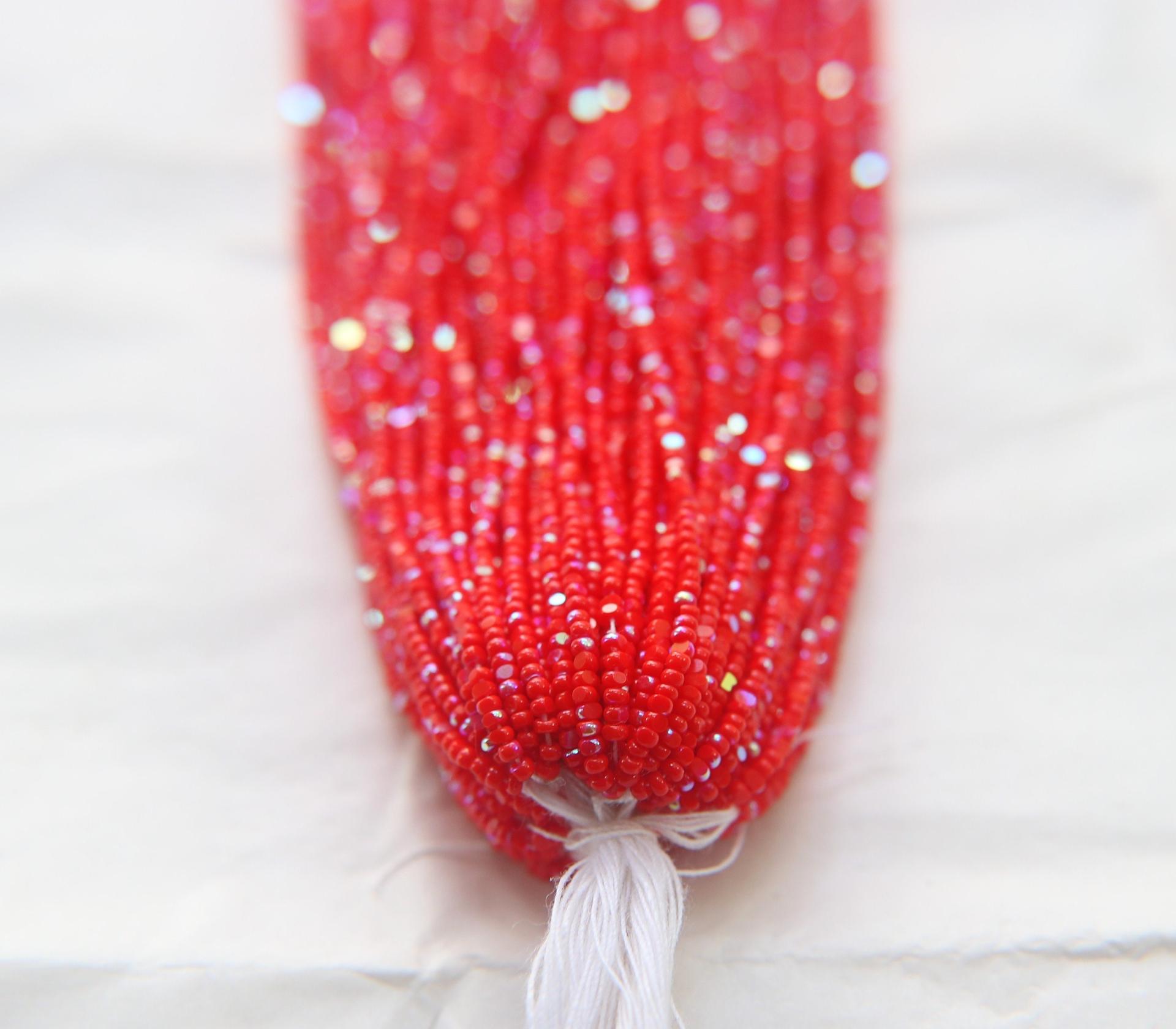 13/0 Hanks Charlotte Cut Beads Patina Light Red Opaque Aurore Boreale 1/5/25/50/100 Hanks 1.6mm glass beads, jewelry supply, native supply