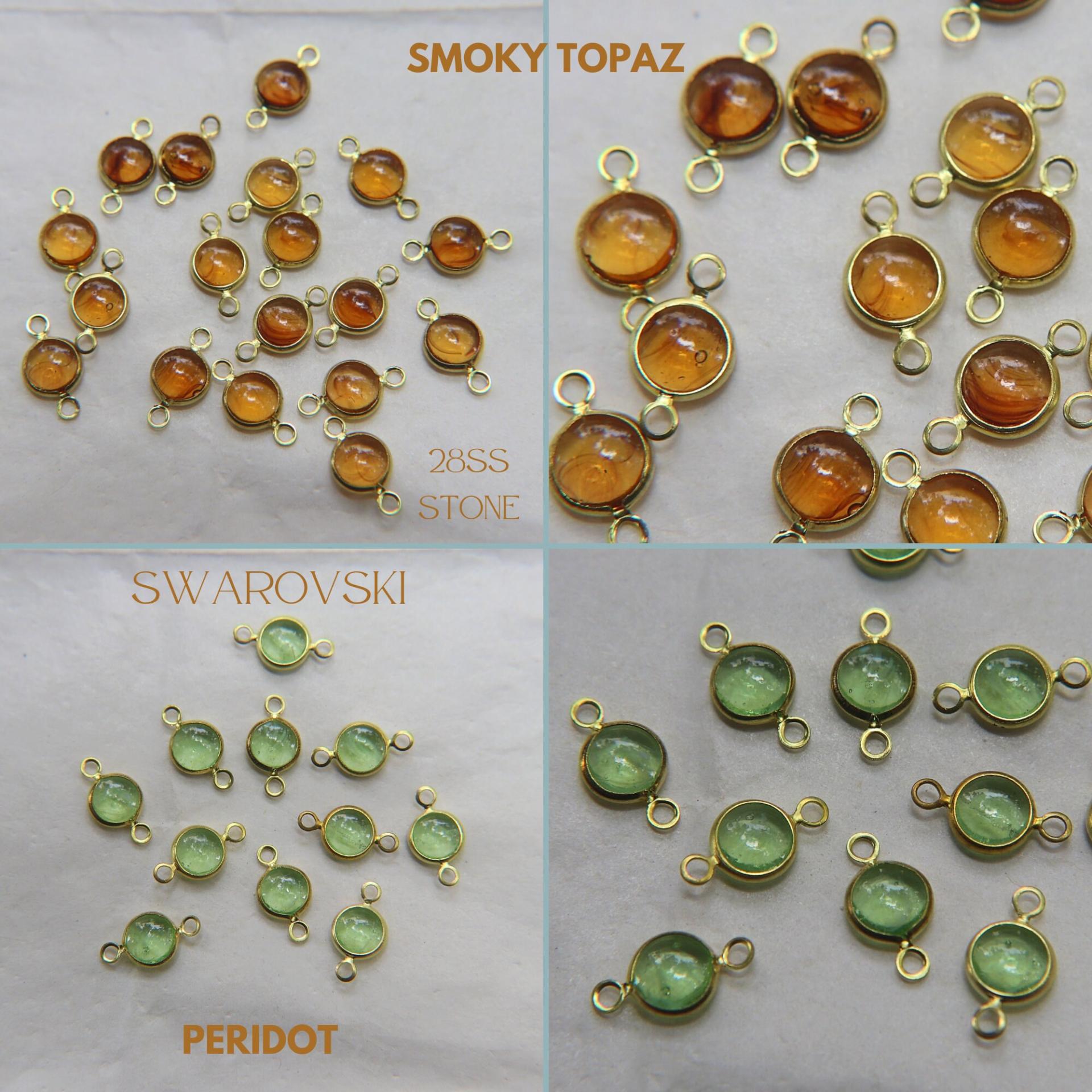 Swarovski cabochons channel set 2 loops 40ss 6/12/24/36/72 Pieces BRASS SETTINGS, strass embellishments, vintage rare