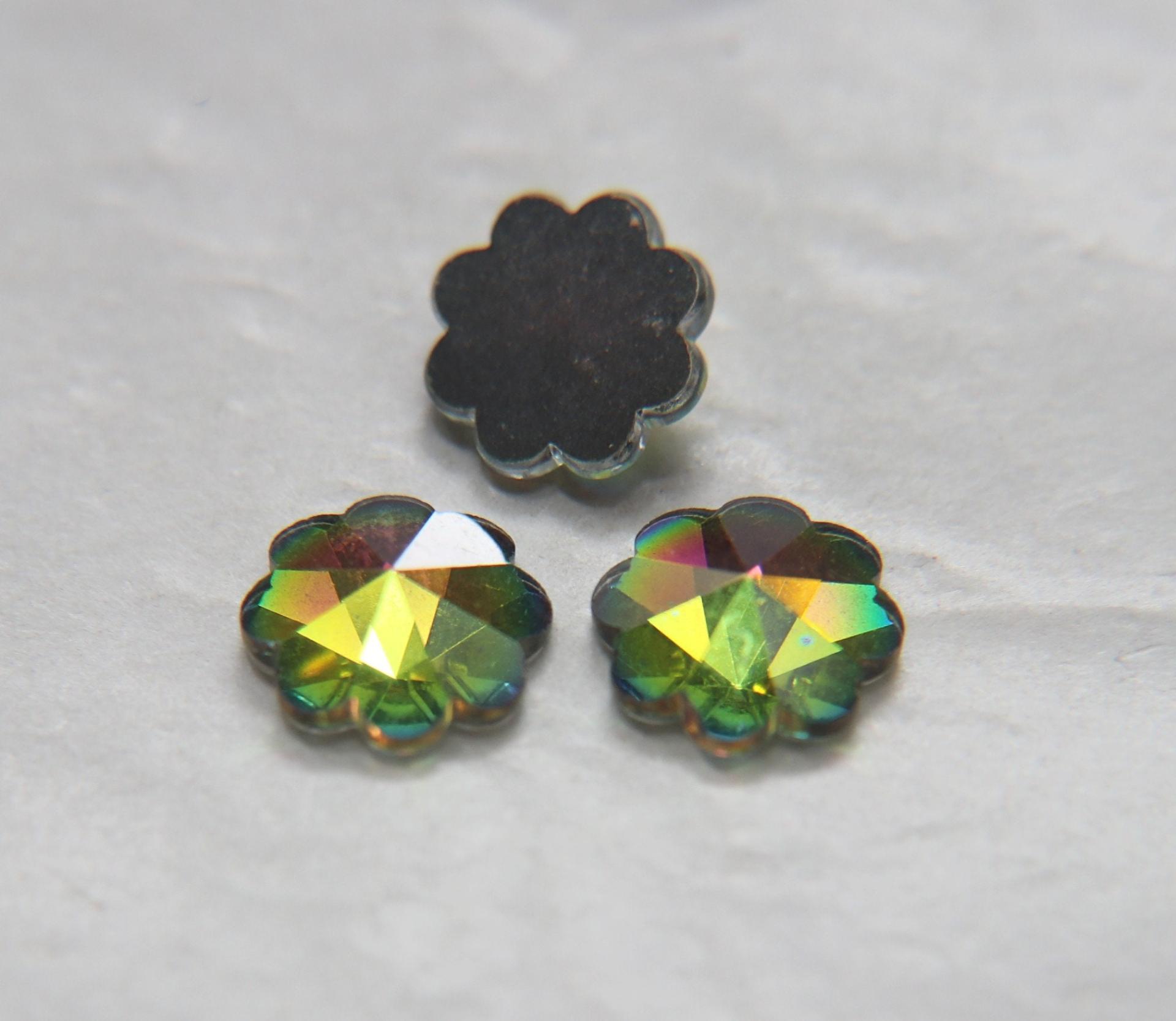 12mm Swarovski Vintage Flower Foiled Flat Back Rhinestones in Vitrail Medium 2/6/12/36/72 pieces Vintage findings, jewellery parts
