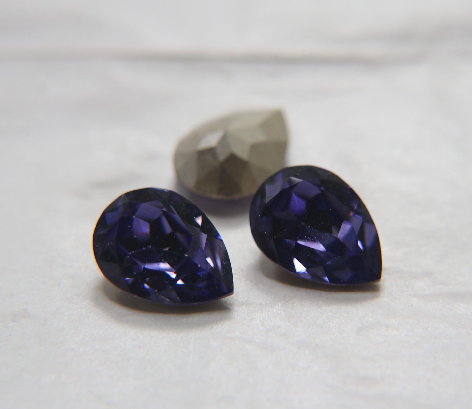 Vintage Swarovski 18x13 mm Tanzanite Pear Shape 4320 Premier Crystal Rhinestones 2/6/12/24 Pieces gemstones, jewlery